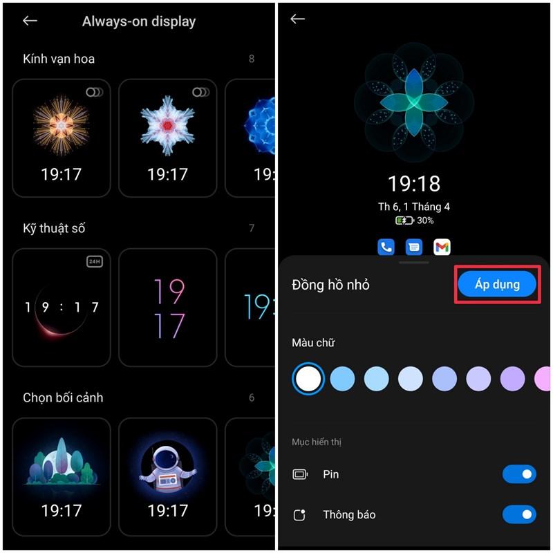 cách bật always on display trên xiaomi