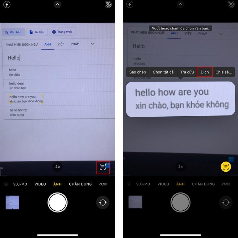 Cách dịch ngôn ngữ trực tiếp trong ứng dụng Camera của iPhone