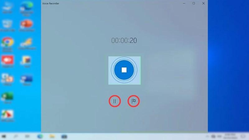 Chọn nút Tạm dừng để tạm dừng ghi âm hoặc chọn biểu tượng lá cờ để đánh dấu vị trí nhất định trong bản ghi