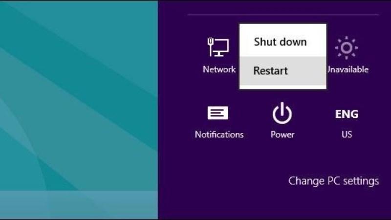 Khởi động lại máy tính (reboot) để giải quyết vấn đề 