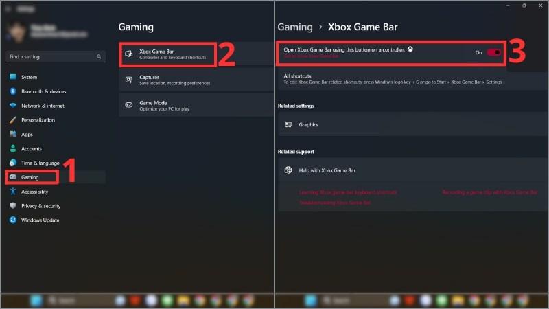 Nhấn Start > Chọn Setting > Gaming > Xbox Game Bar