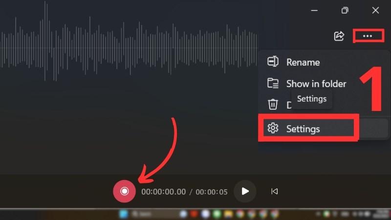 Truy cập Settings để tuỳ chỉnh định dạng và chất lượng của file ghi âm 