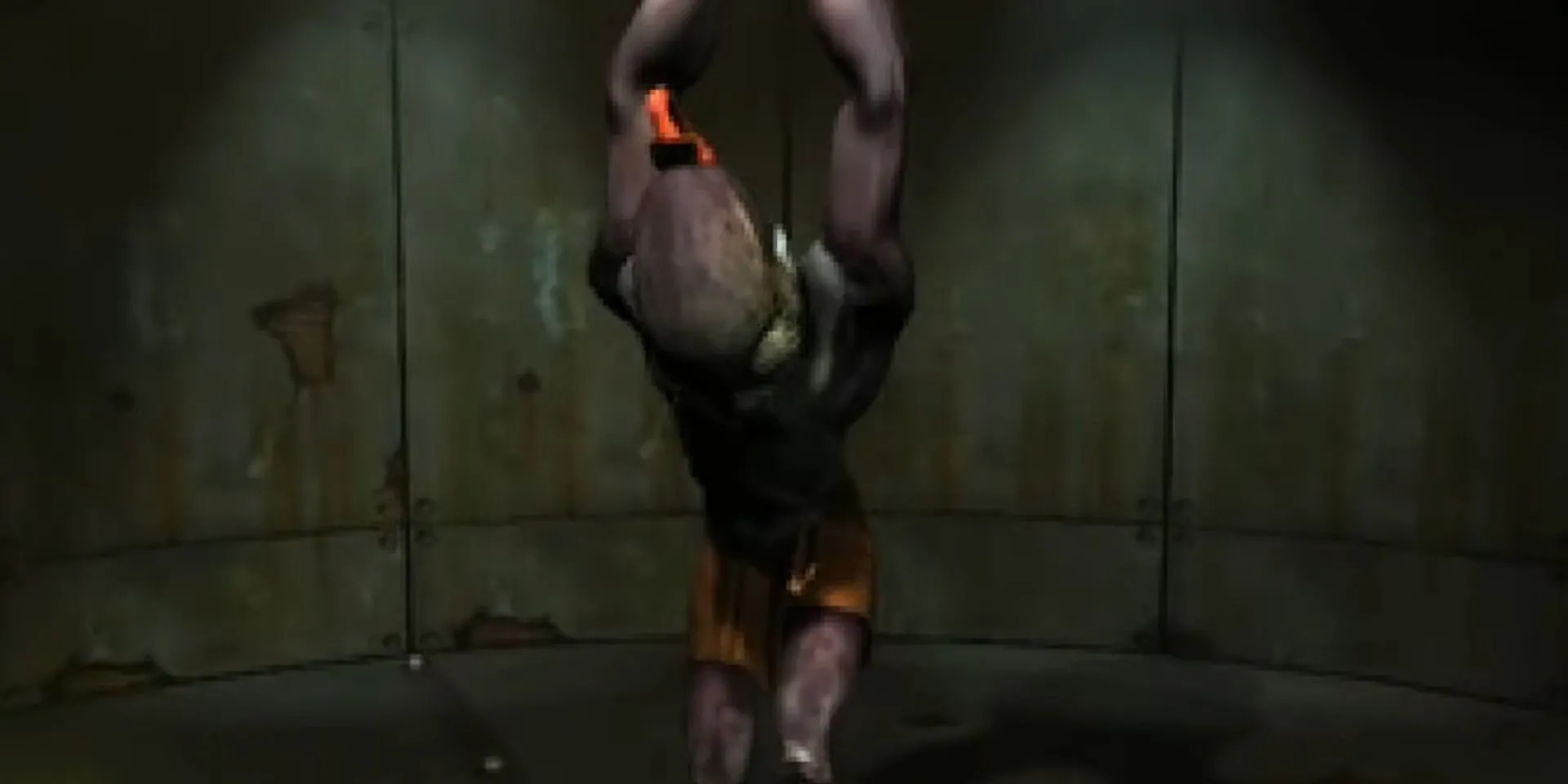 Abe bị xích trong một nhà tù tối tăm ở Oddworld Abe’s Oddysee