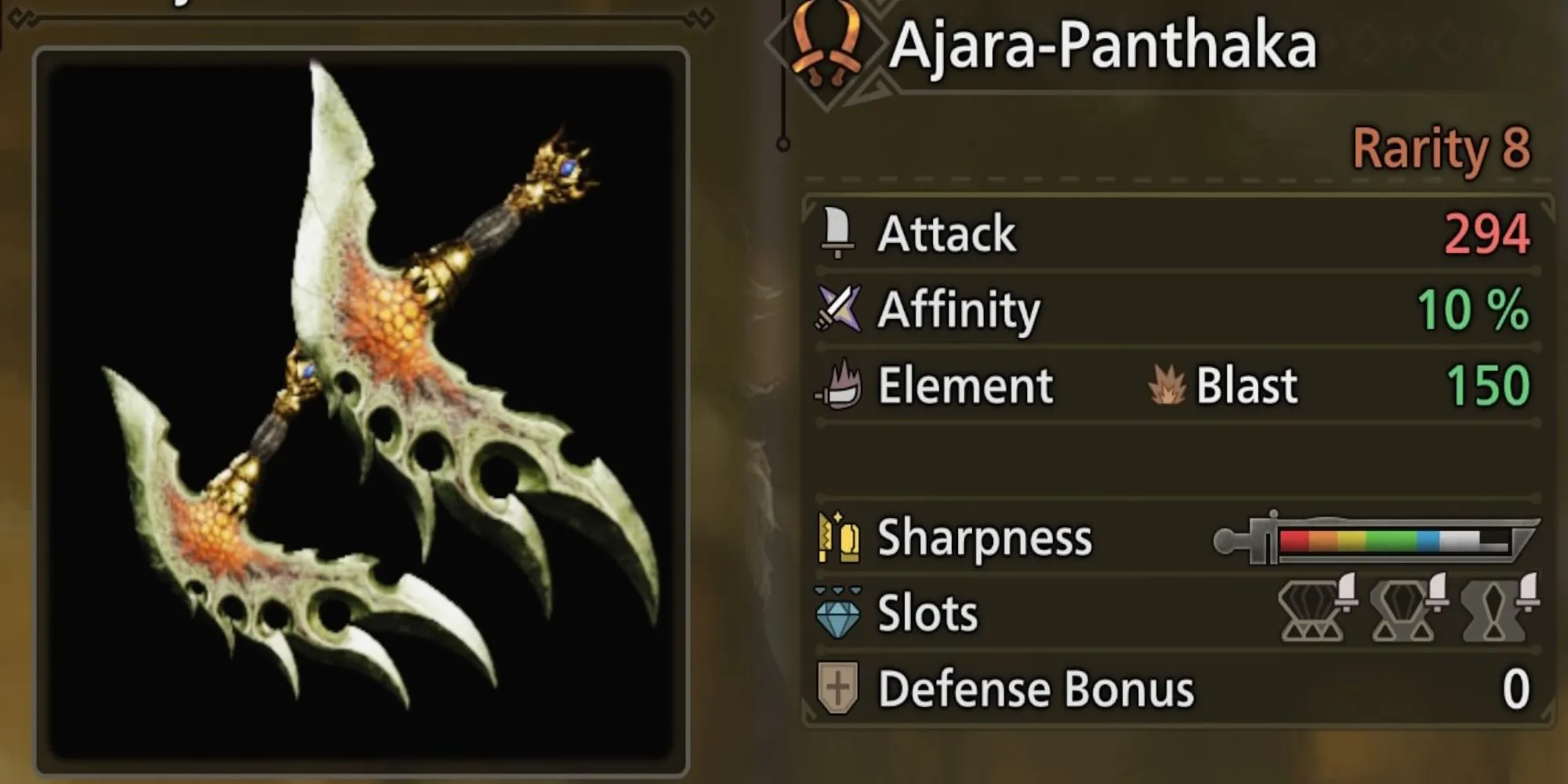 Ajara-Panthaka - Cặp song đao hệ nổ mạnh mẽ từ quái thú Ajarakan trong Monster Hunter Wilds
