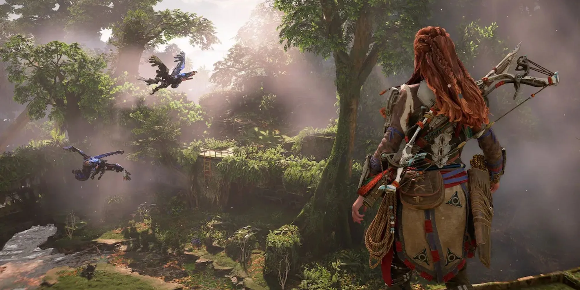 Aloy nhìn ra vách đá trong Horizon Forbidden West