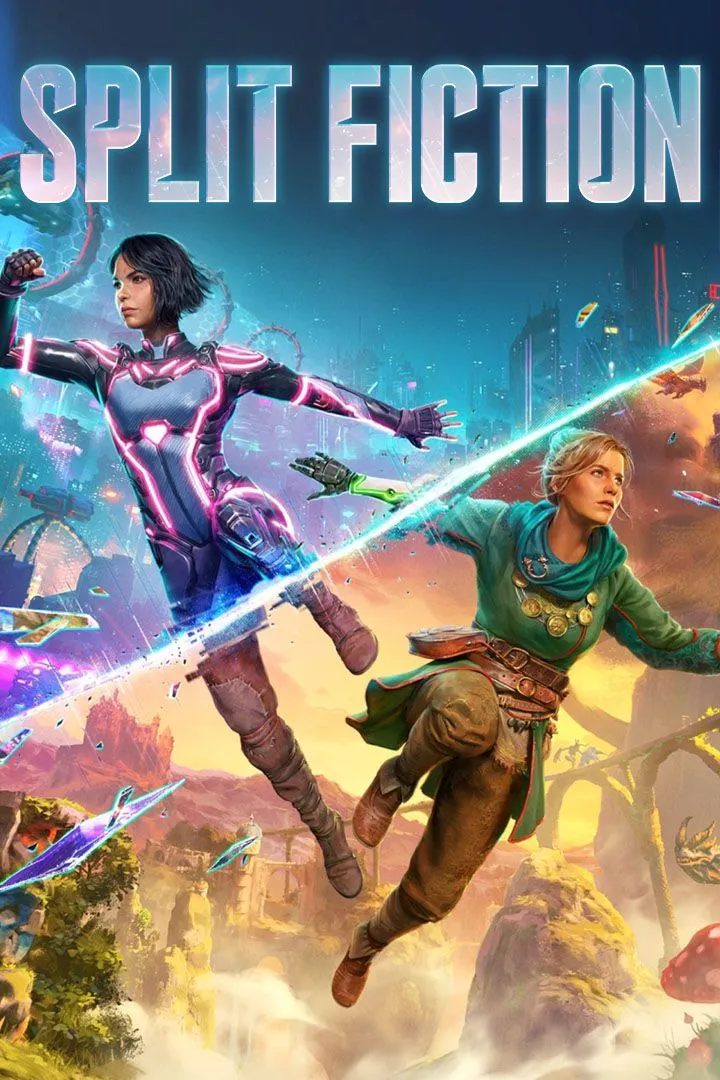 Ảnh bìa chính thức của game co-op Split Fiction đầy kịch tính