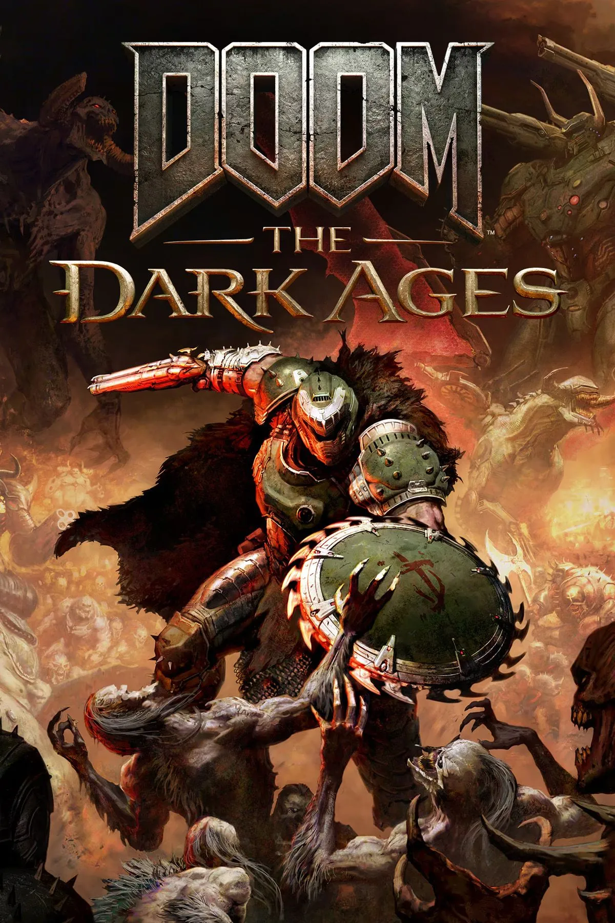 Ảnh bìa chính thức của game DOOM: The Dark Ages với hình ảnh Doom Slayer