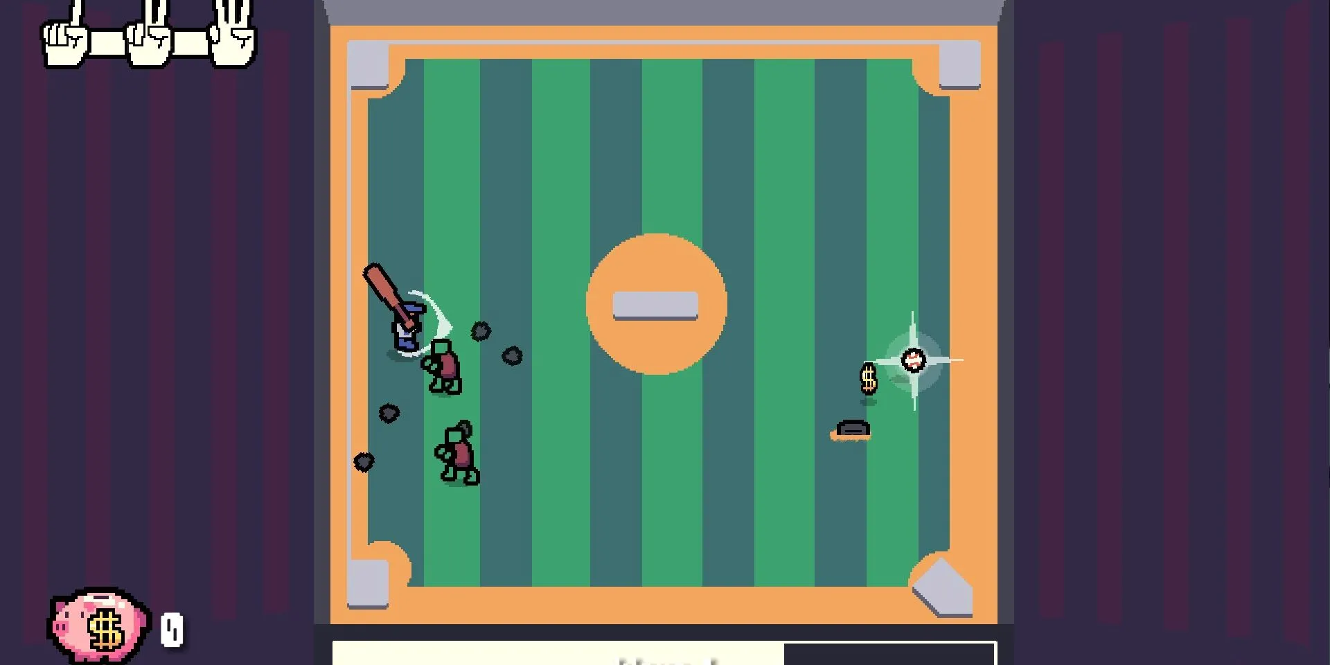 Ảnh chụp màn hình demo Batter Up, người chơi đang đánh bật lũ zombie.