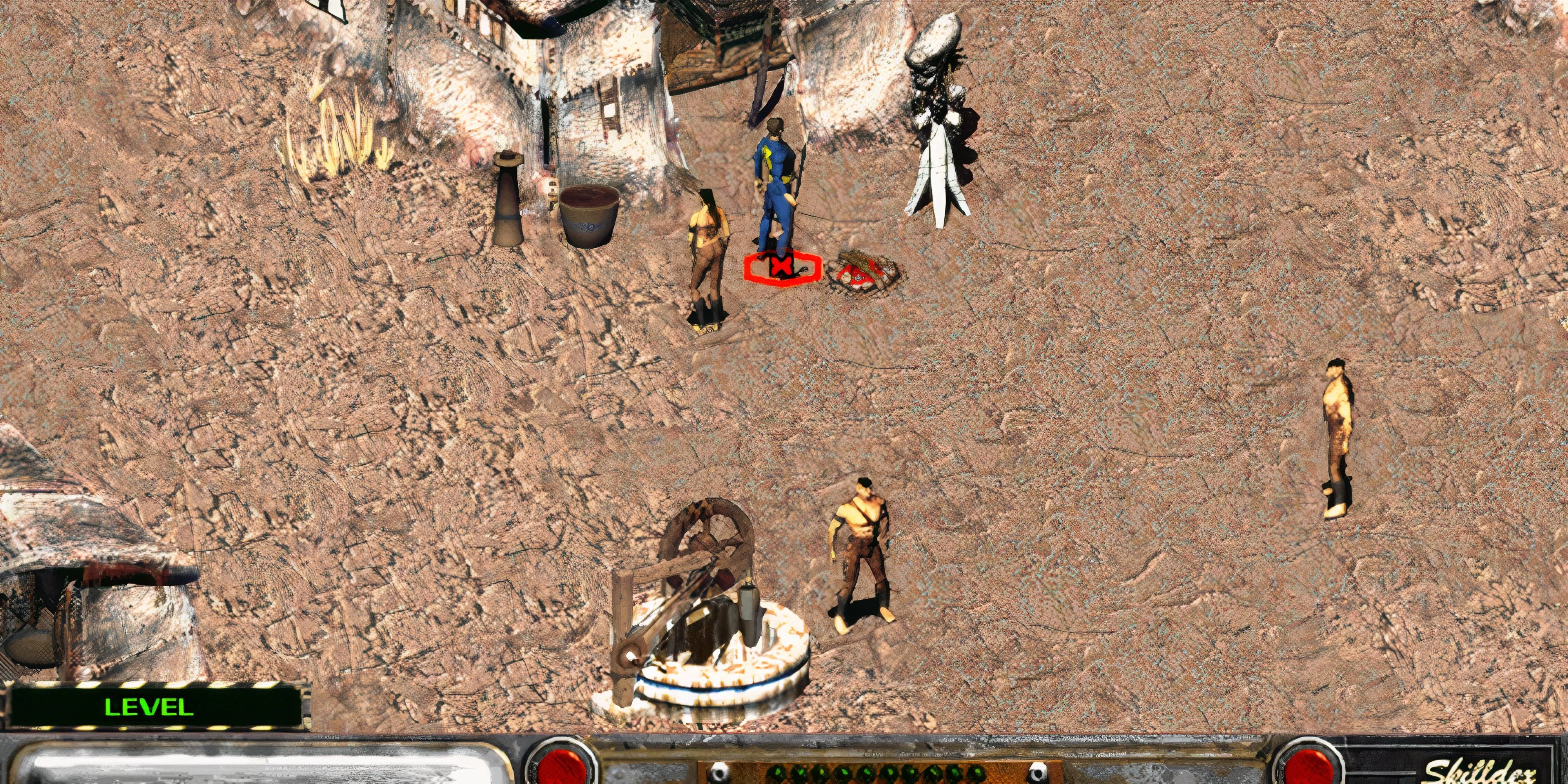 Ảnh chụp màn hình gameplay Fallout 2 thể hiện giao diện chiến đấu cổ điển