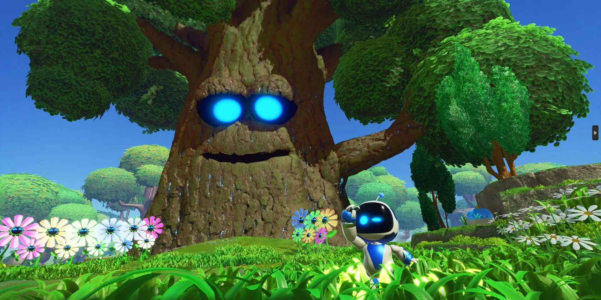 Astro Bot và người bạn cây khổng lồ trong thế giới đầy màu sắc của Astro Bot