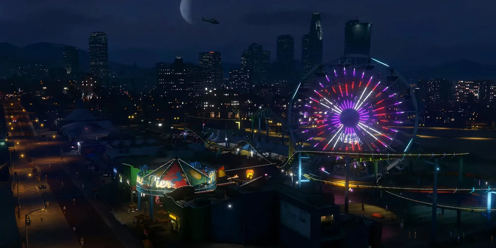 Bến tàu giải trí vào ban đêm trong GTA 5