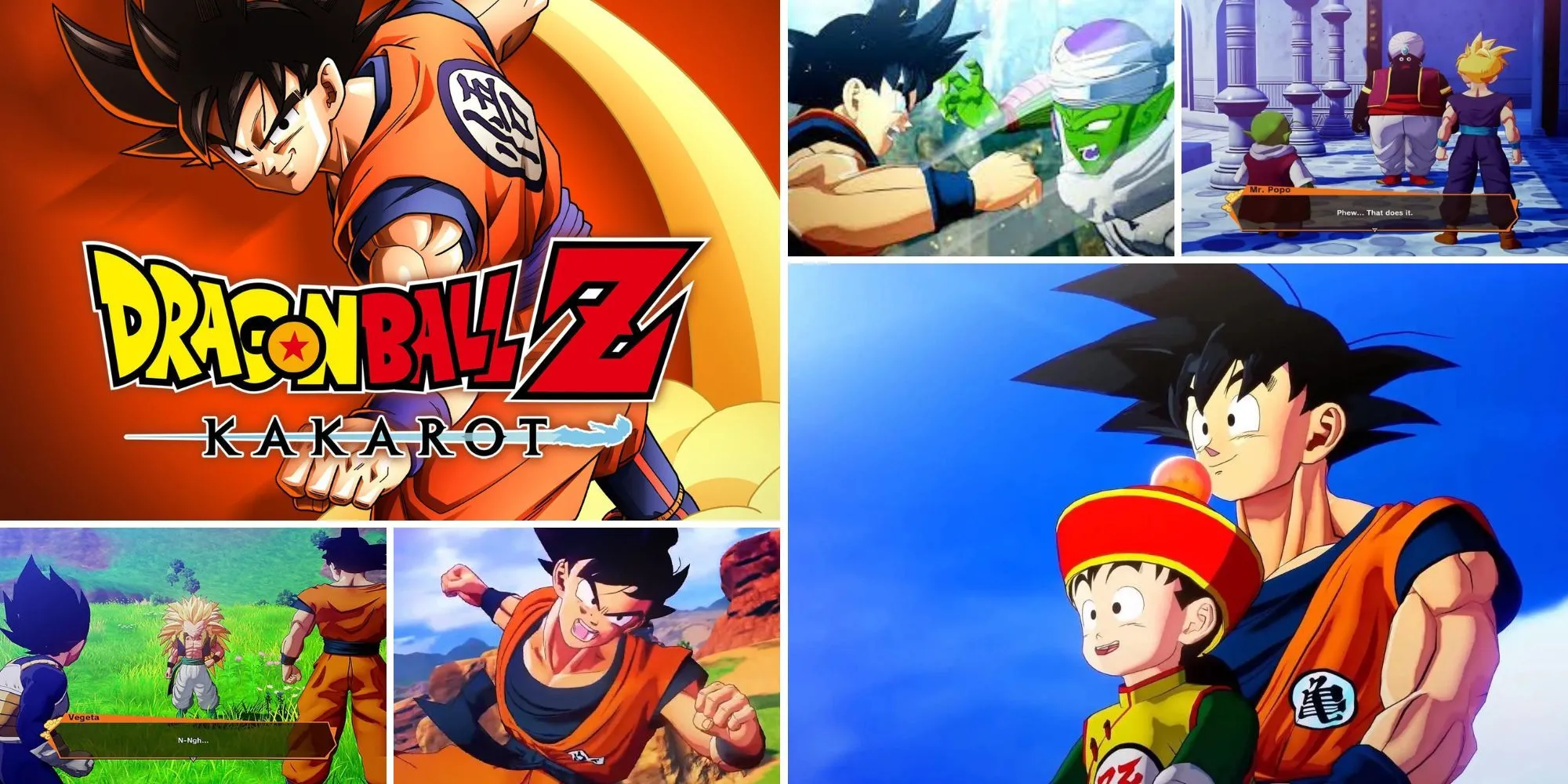 Các nhân vật trong Dragon Ball Z Kakarot, minh họa cho các nhiệm vụ phụ.