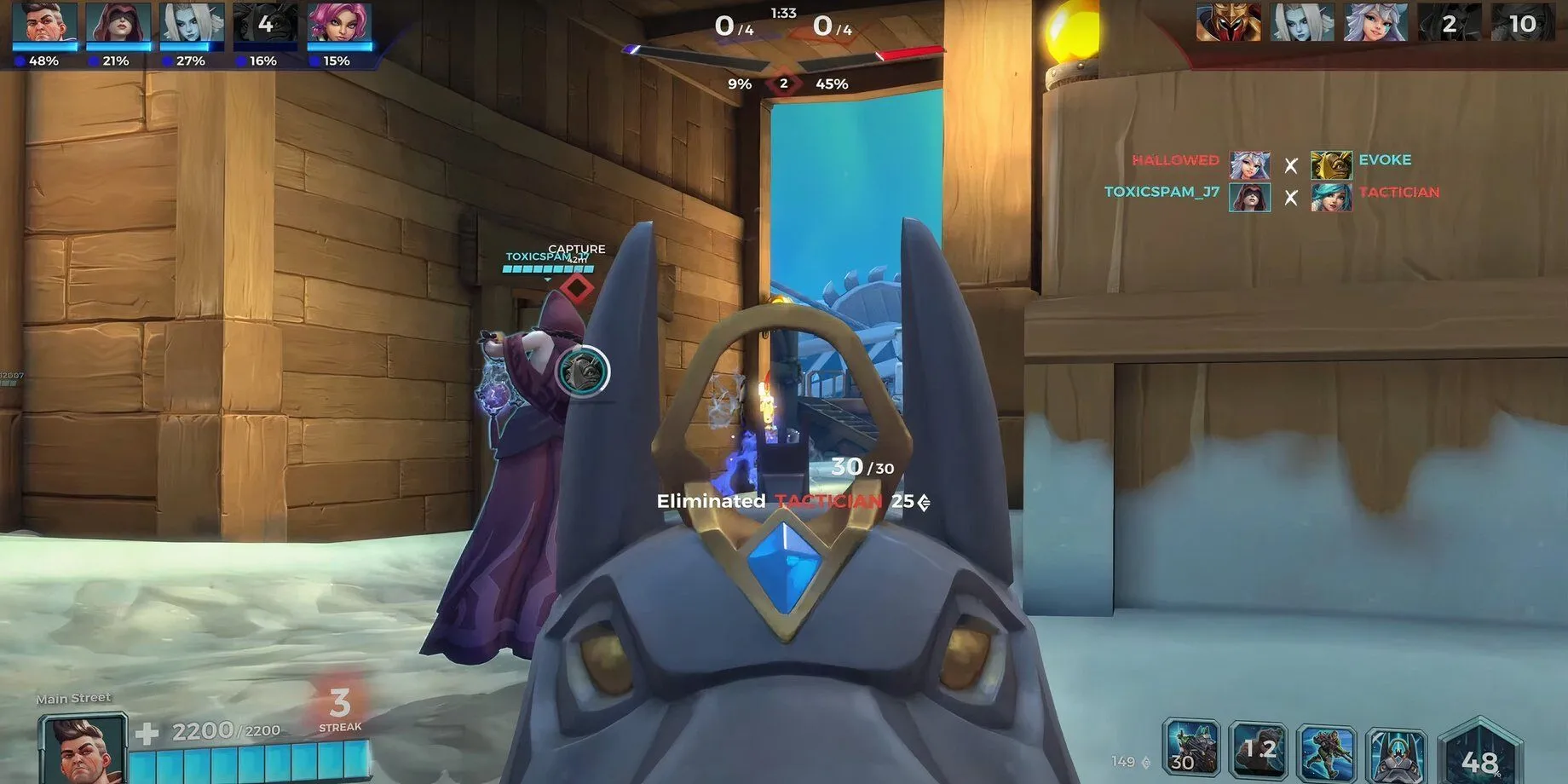 Các tướng trong Paladins giao tranh ác liệt trong một trận đấu nhiều màu sắc và kỹ năng