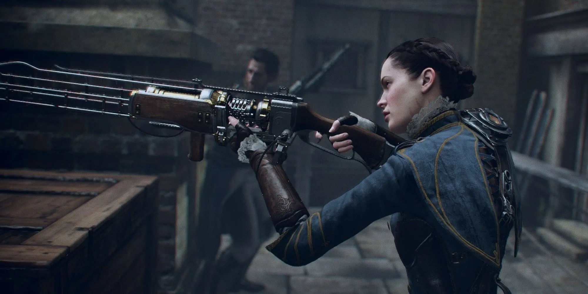 Cảnh chiến đấu đậm chất steampunk trong game The Order 1886