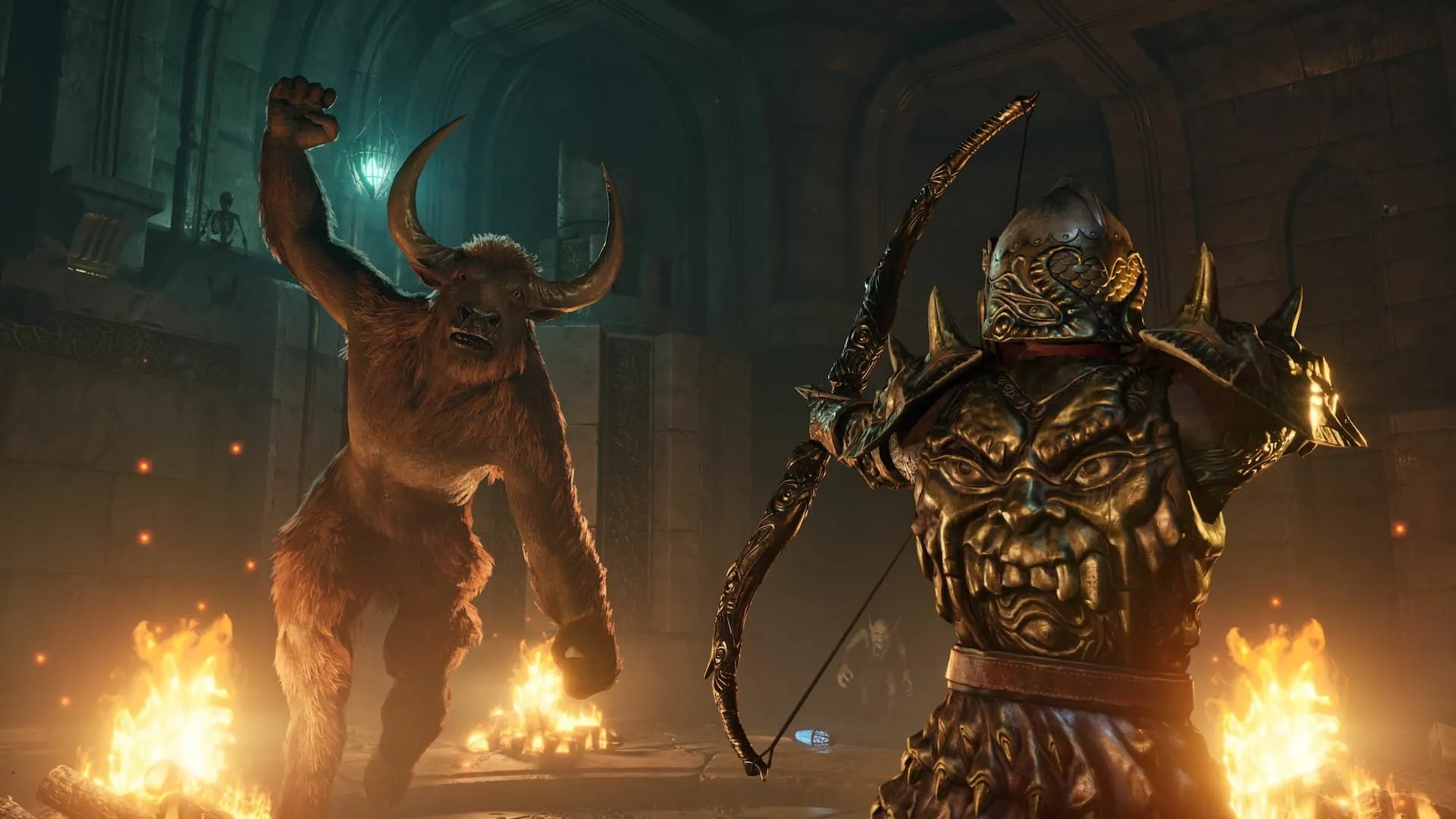 Cảnh chiến đấu với Minotaur trong Oblivion Remastered