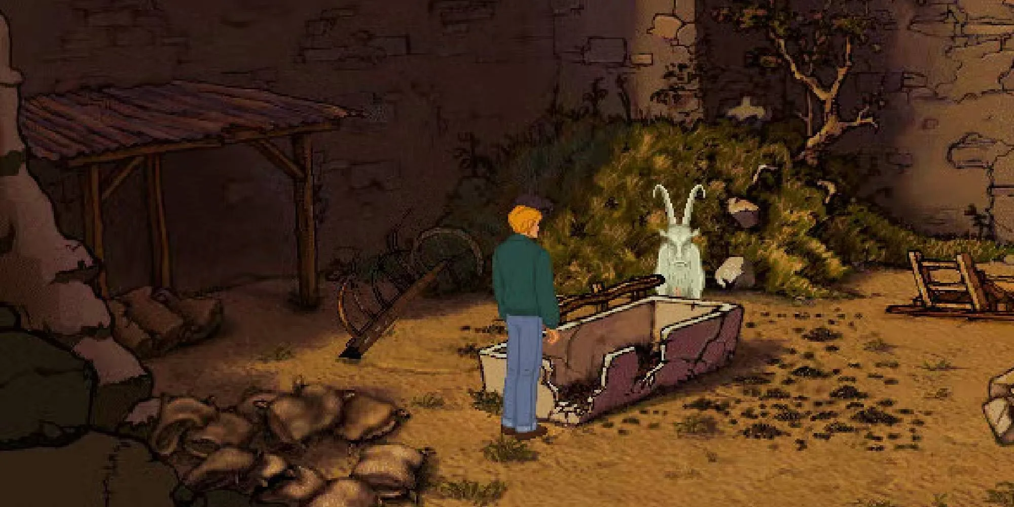 Câu đố con Dê chắn đường vào lâu đài trong game Broken Sword Shadow of the Templars
