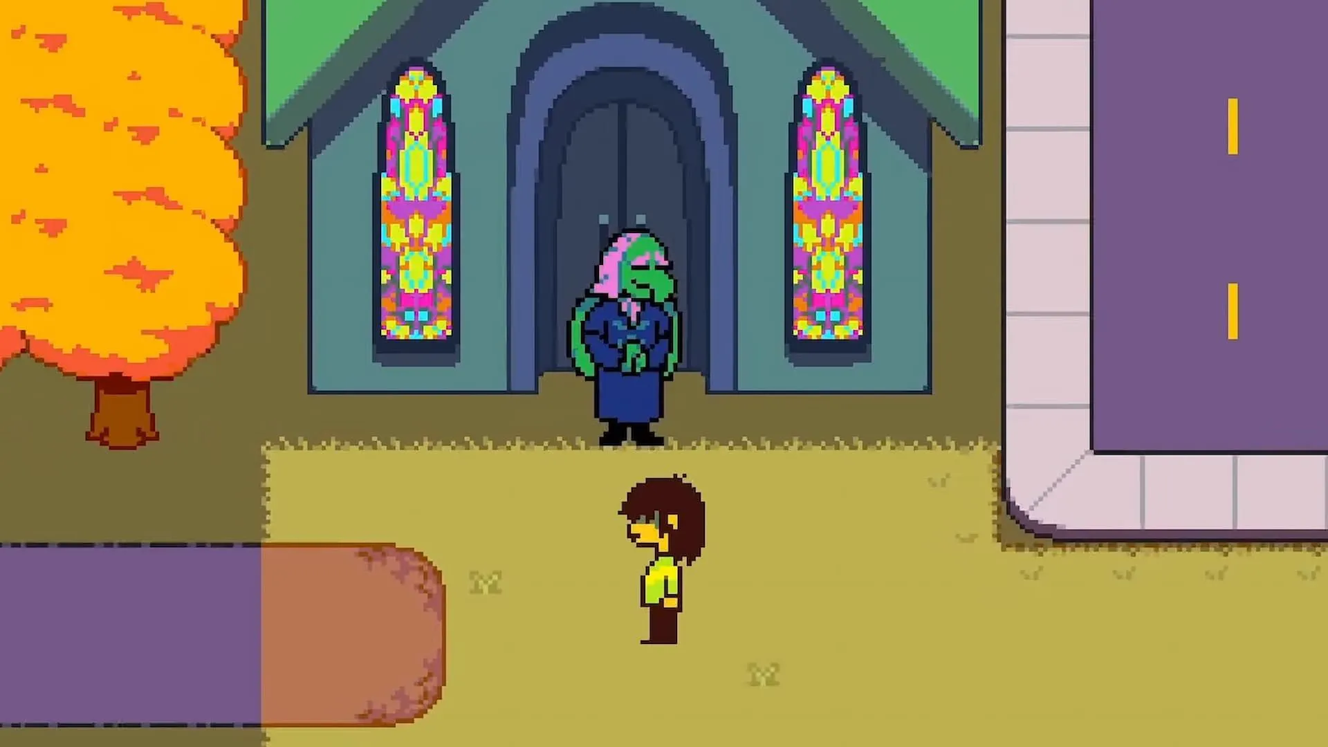 Cha Alvin trong game Deltarune đứng trầm ngâm, một nhân vật phụ nhưng ẩn chứa nhiều bí mật quan trọng.