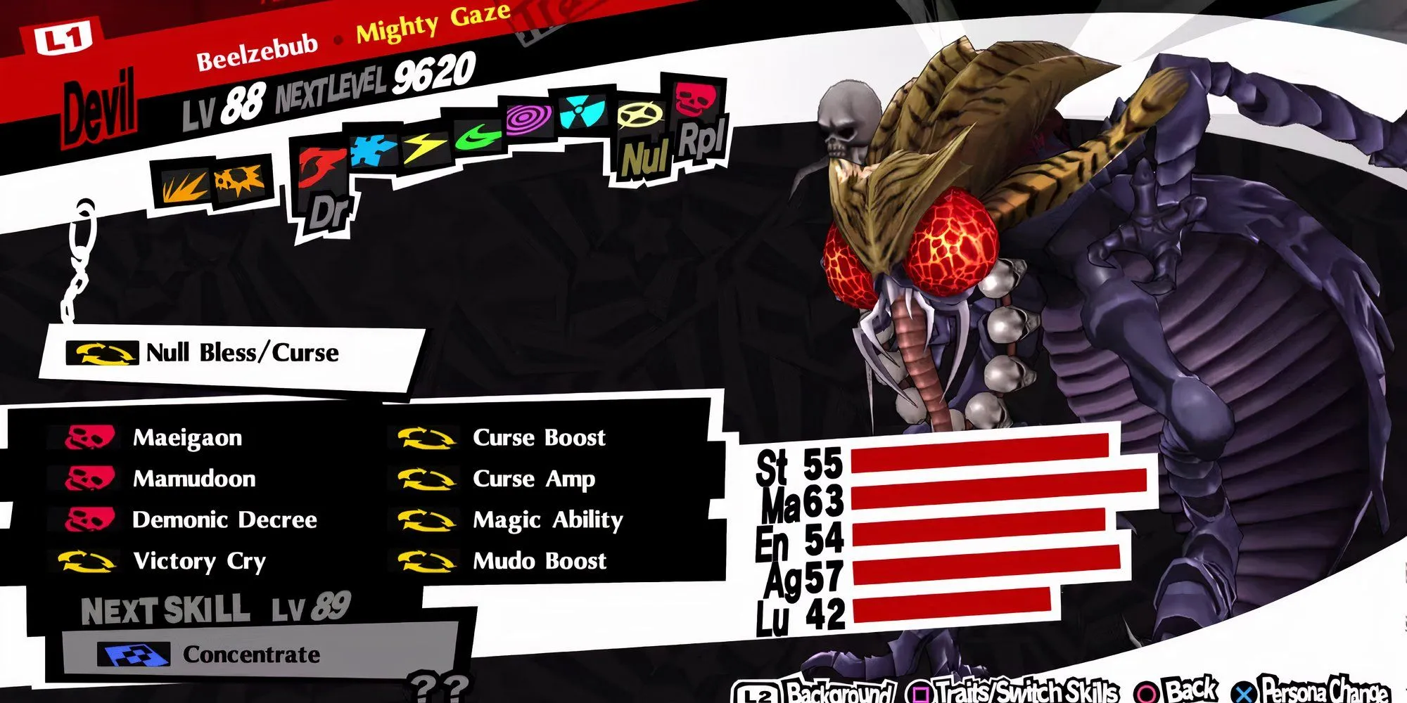 Chỉ số Persona Beelzebub thuộc Devil Arcana trong Persona 5 Royal