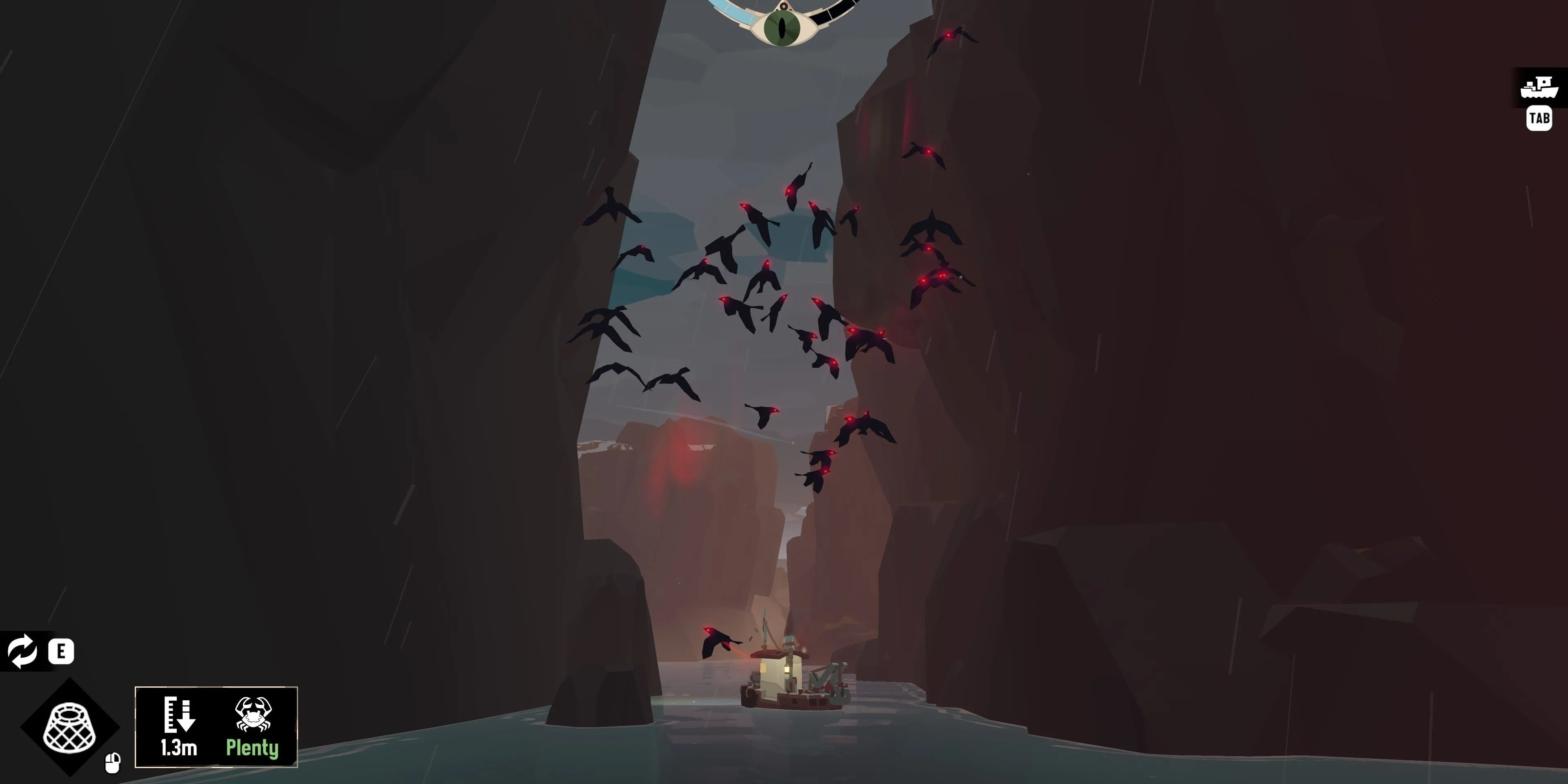 Chim tấn công trong game kinh dị câu cá Dredge