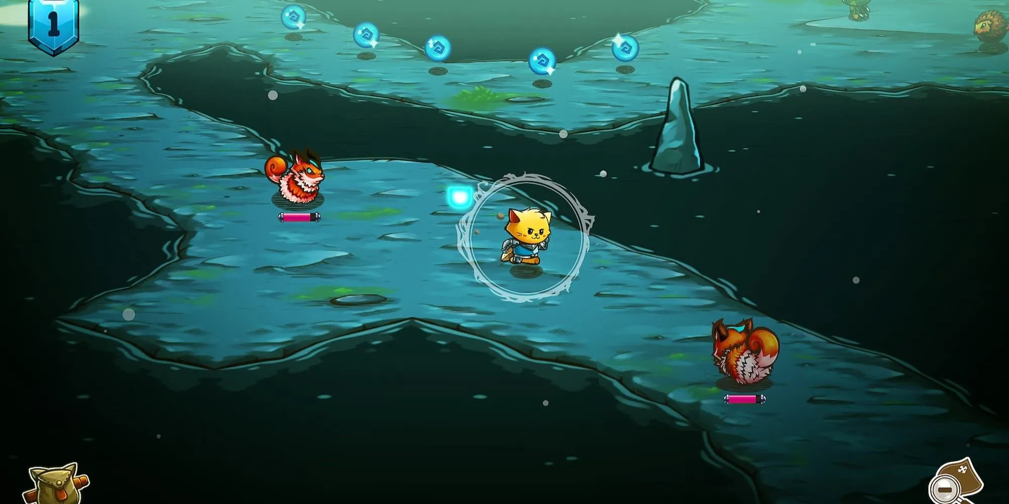 Chú mèo dũng cảm đang khám phá một hầm ngục tối tăm trong Cat Quest