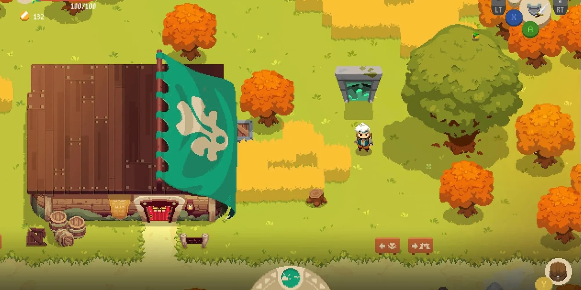Cửa hàng của Will và cổng vào hầm ngục trong game Moonlighter