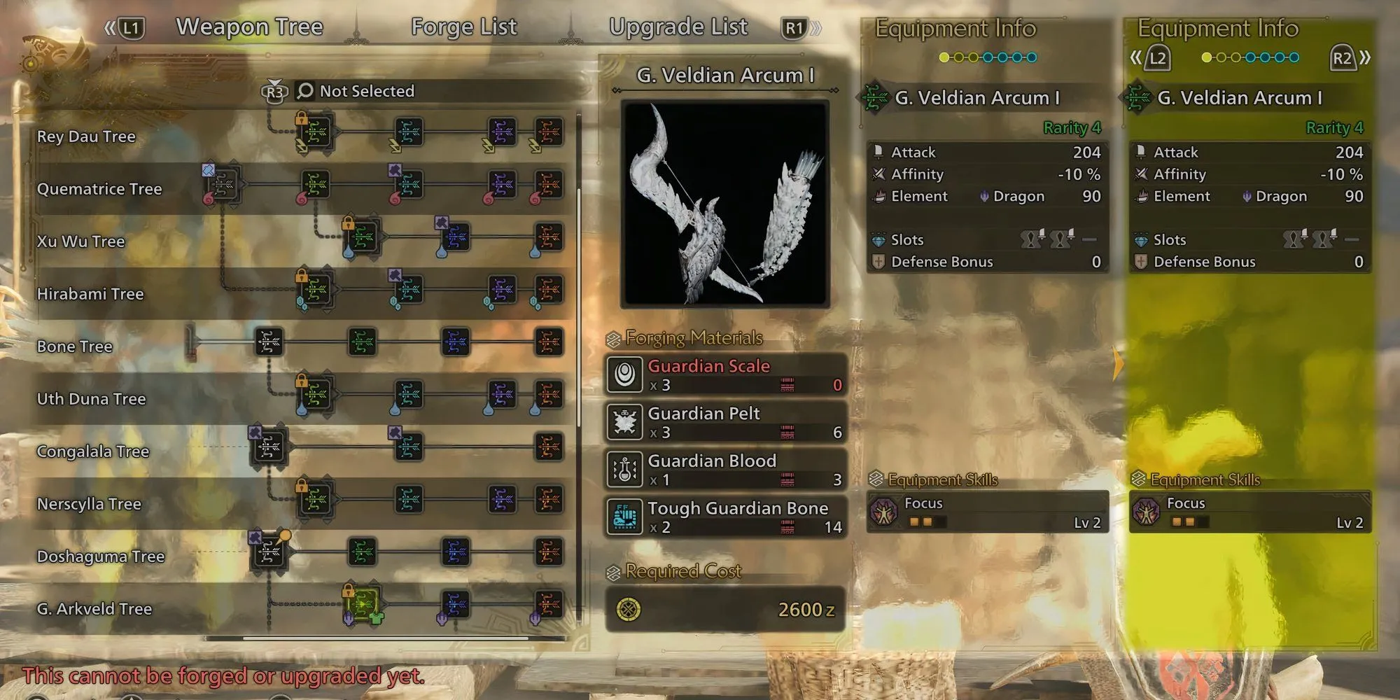 Cung G. Veldian Arcum I vũ khí Bow tốt nhất giai đoạn Low Rank trong Monster Hunter Wilds với chỉ số sát thương ấn tượng.