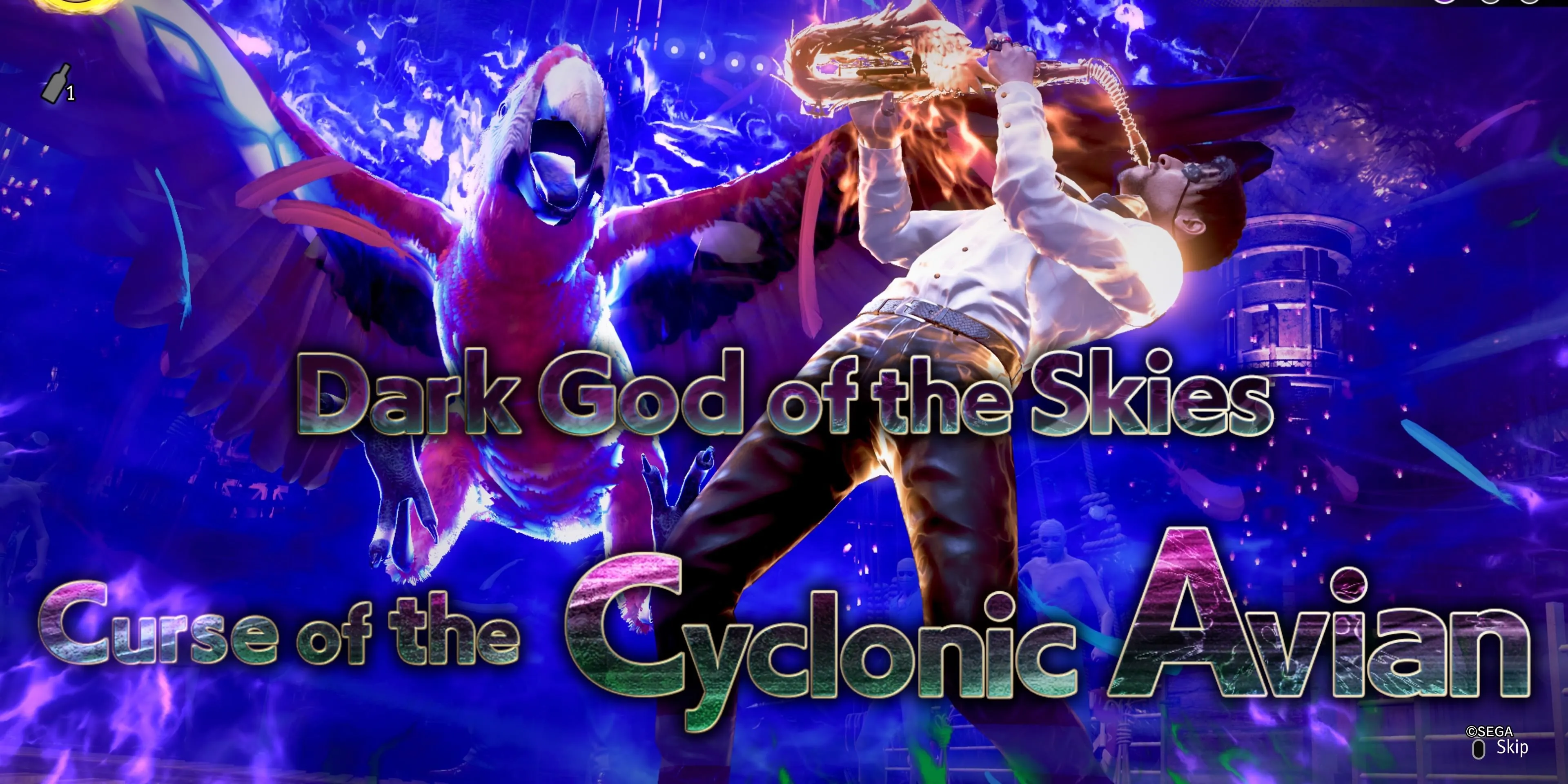 Dark God of the Skies triệu hồi vẹt tạo lốc xoáy tấn công trong Pirate Yakuza