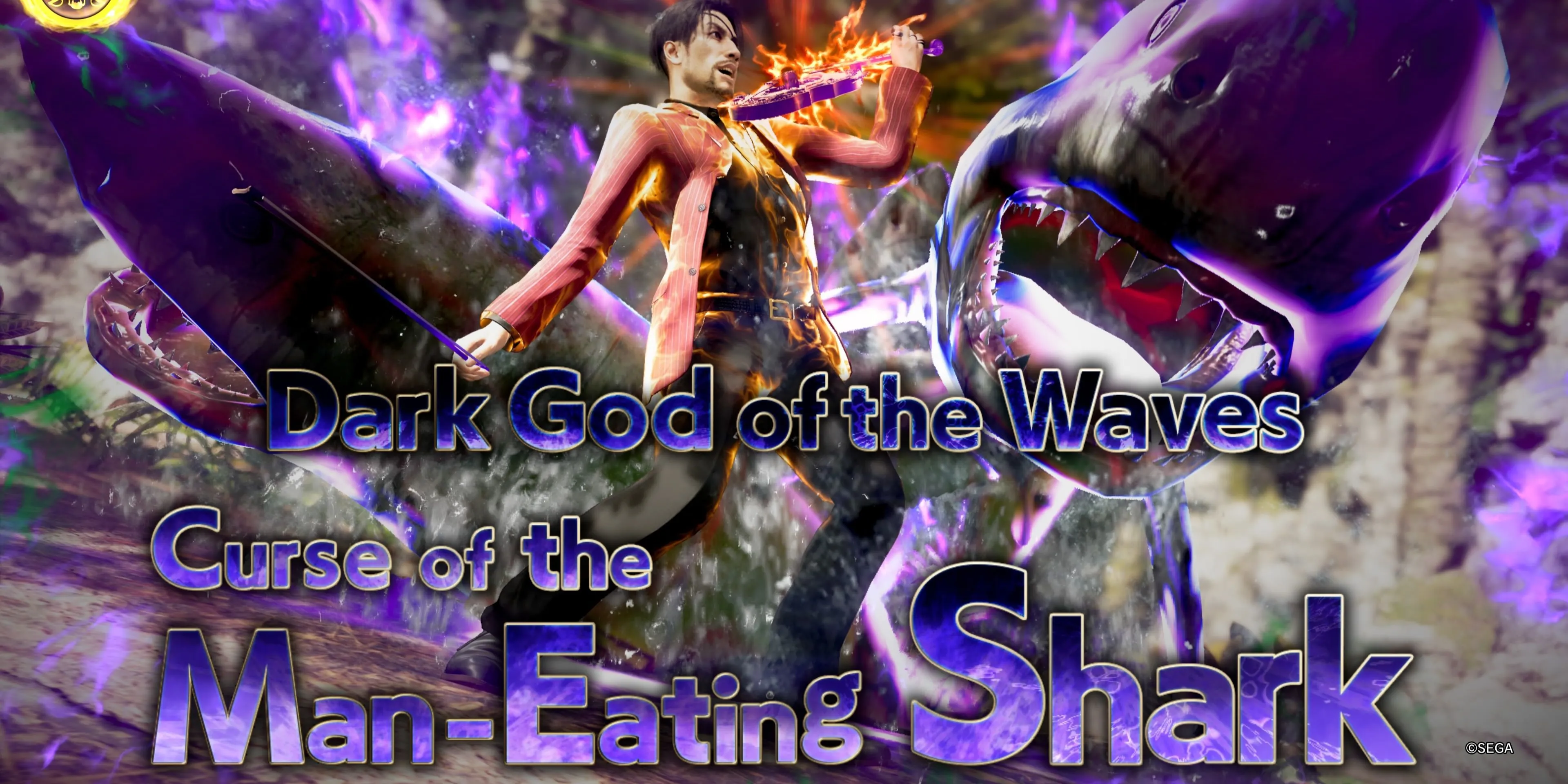 Dark God of the Waves triệu hồi cá mập tấn công kẻ thù trong Like a Dragon: Pirate Yakuza