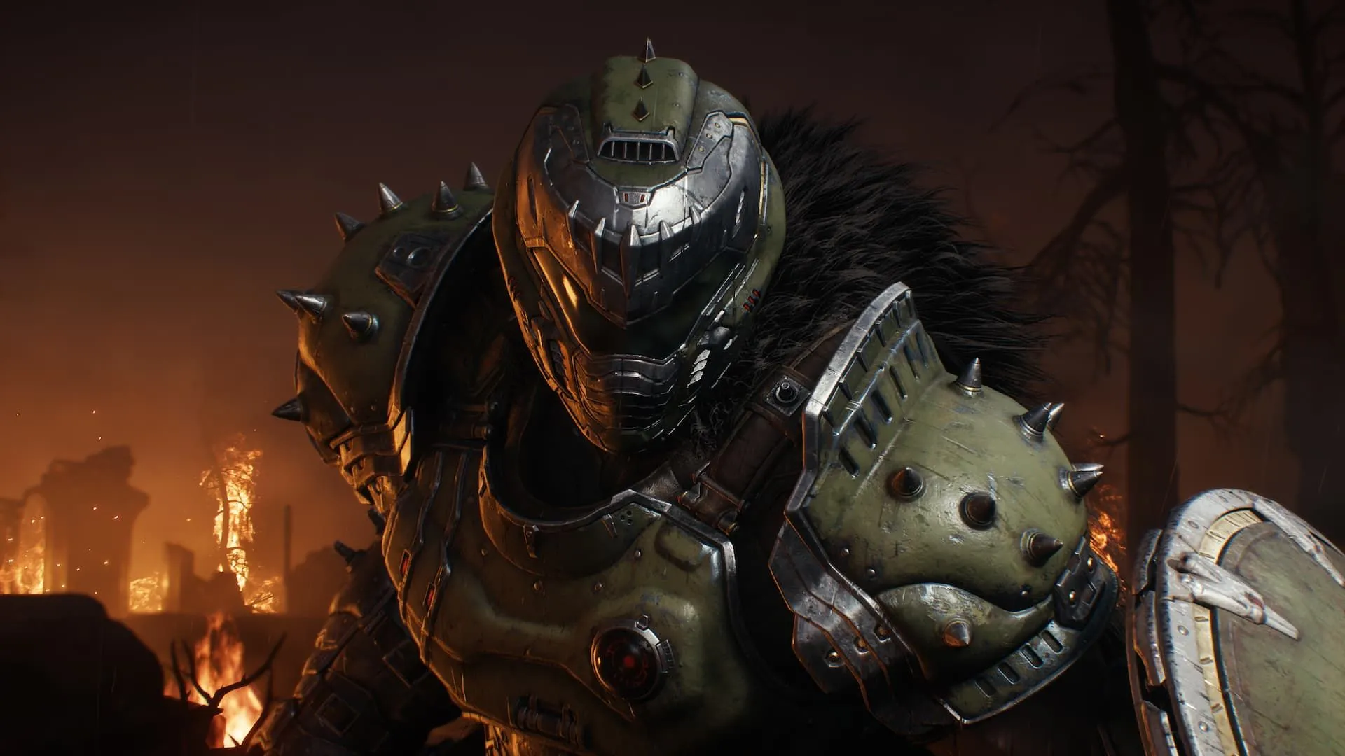 Doom Slayer sử dụng khiên chắn, một cơ chế mới đáng chú ý trong gameplay của DOOM: The Dark Ages