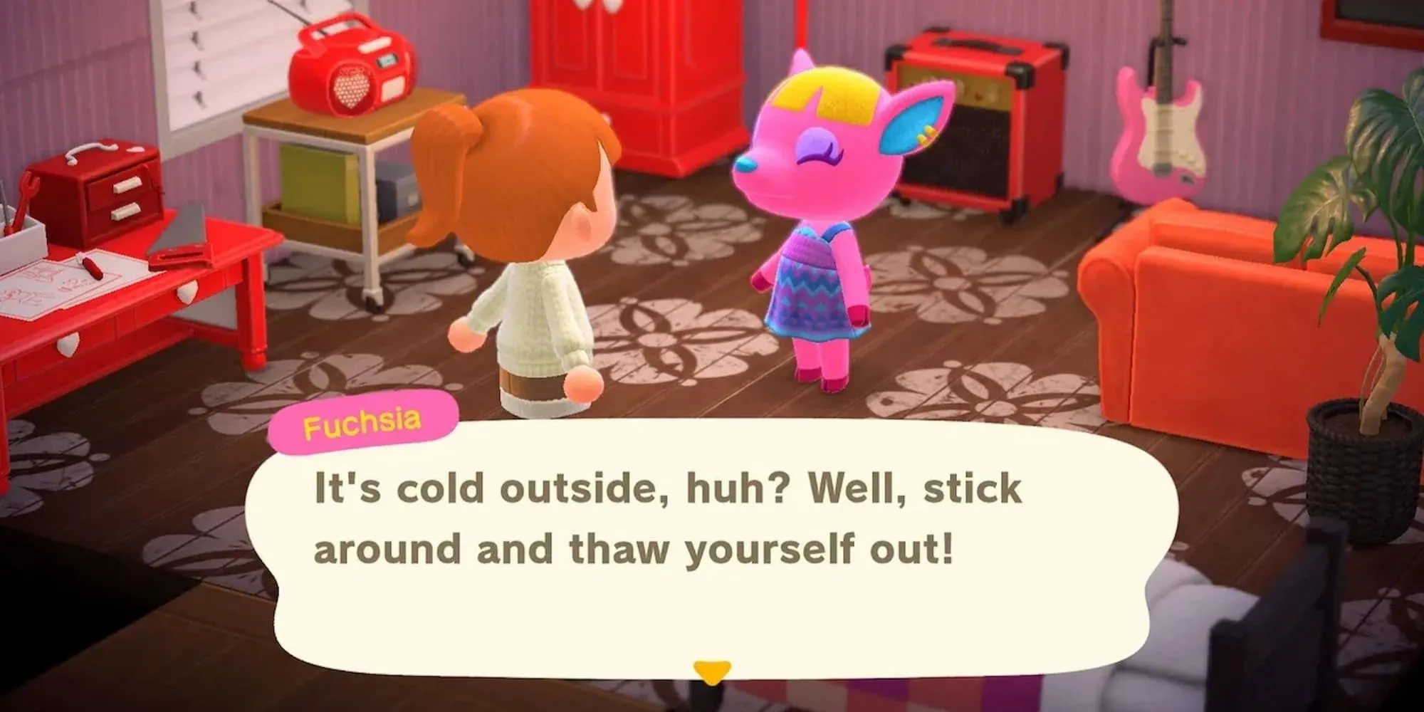 Fuchsia đang nói chuyện trong Animal Crossing New Horizons