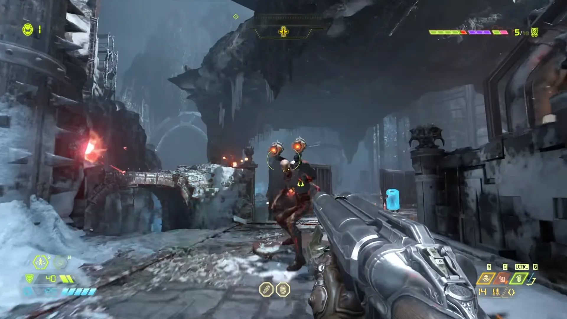 Gameplay hành động bắn súng góc nhìn thứ nhất trong DOOM Eternal