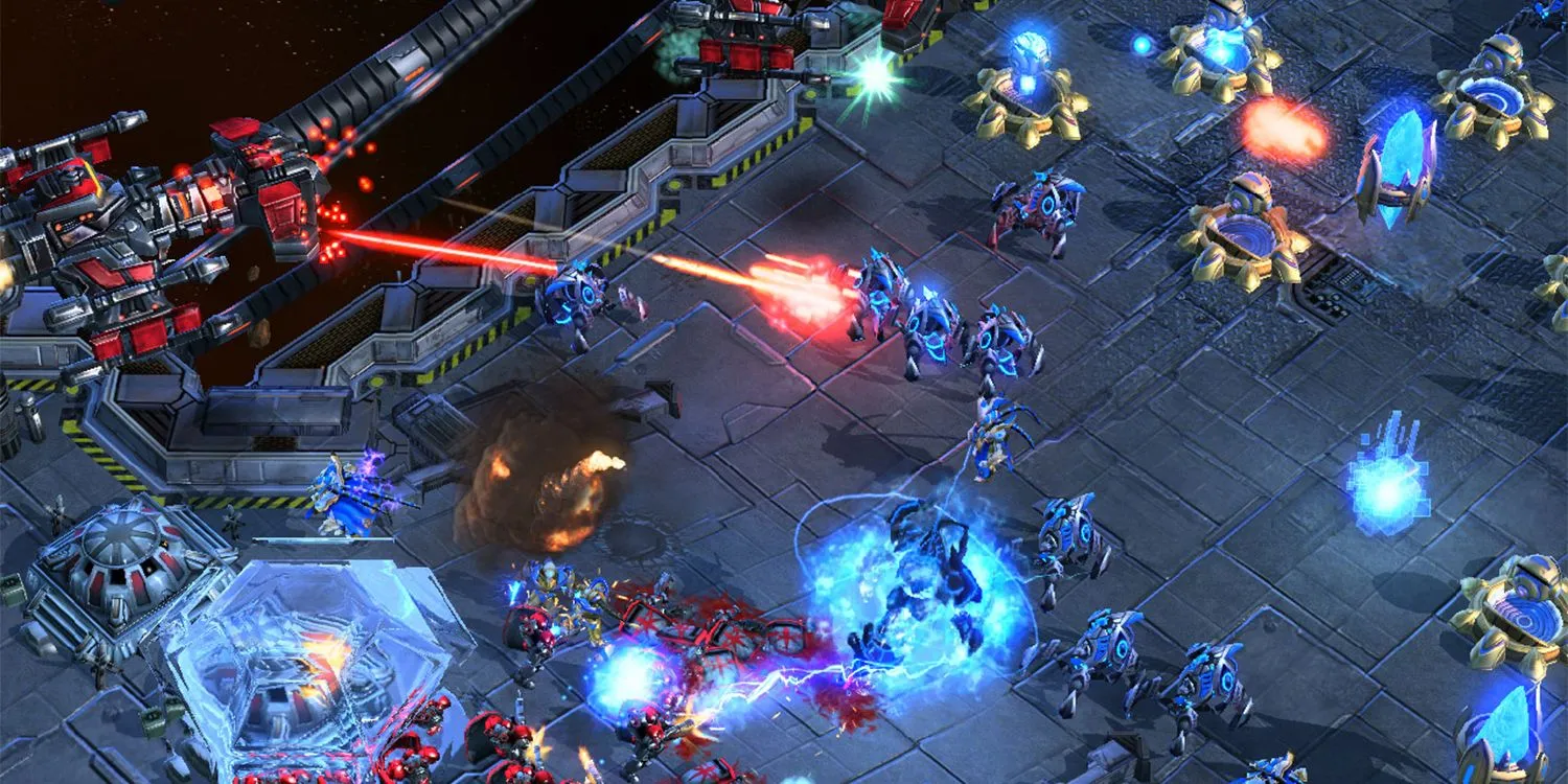 Gameplay StarCraft II với nhiều đơn vị chiến đấu trên bản đồ