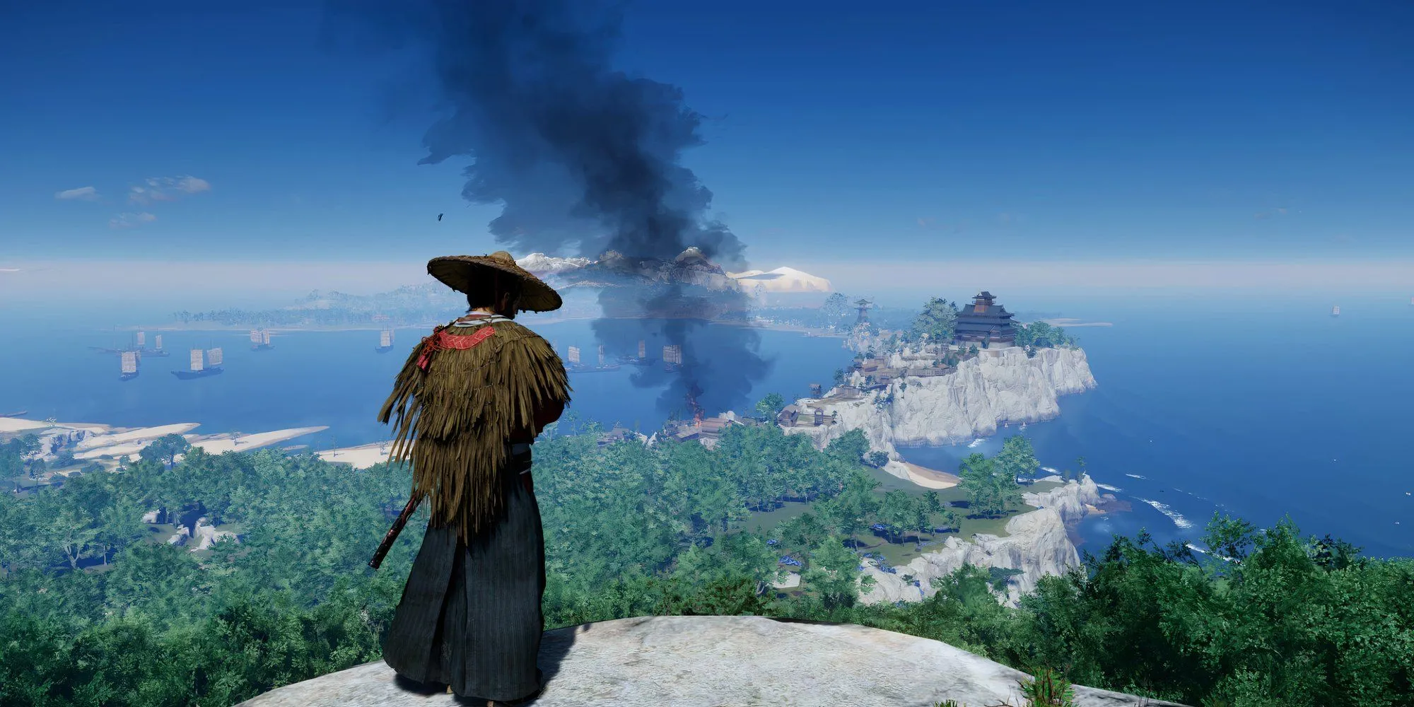 Ghost of Tsushima - Jin Sakai giữa khung cảnh thiên nhiên hùng vĩ của đảo Tsushima