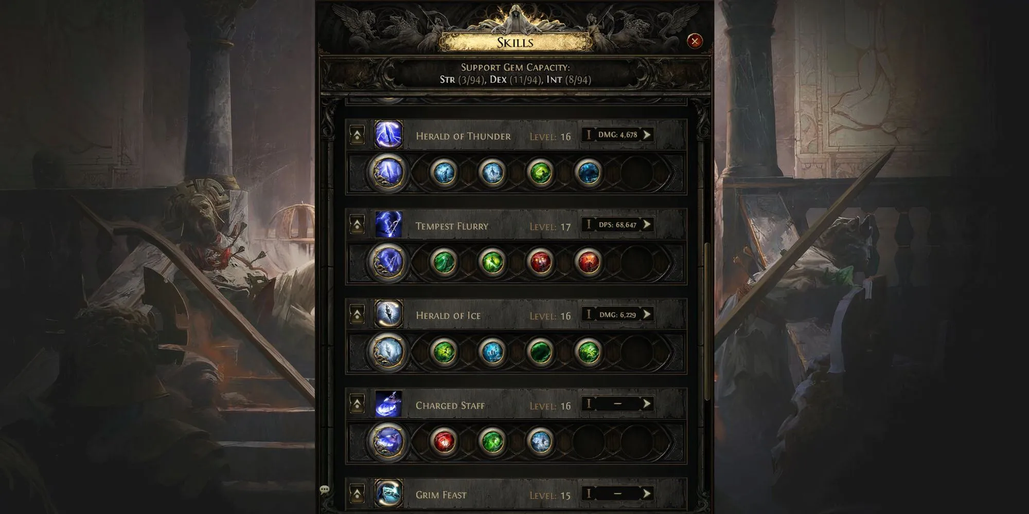 Giao diện các kỹ năng chính của Mercenary trong Path of Exile 2
