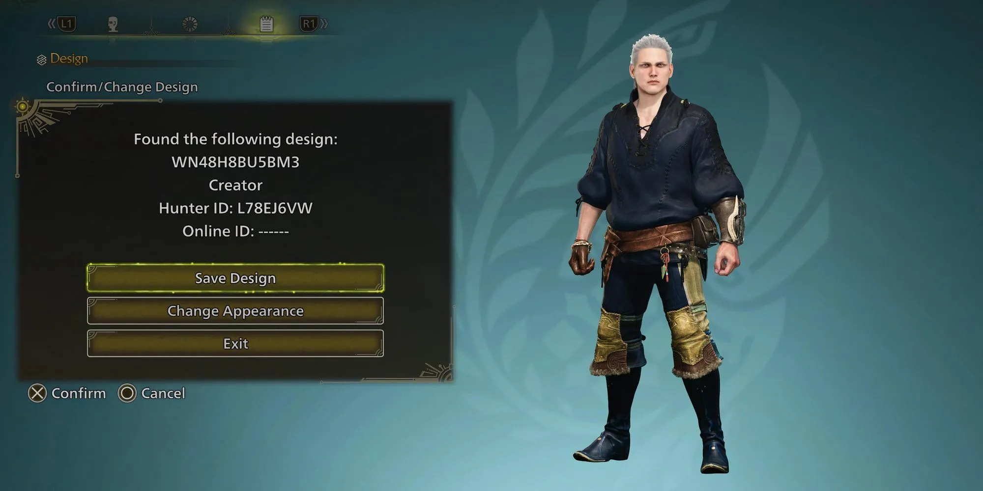 Giao diện tạo nhân vật của thợ săn trong Monster Hunter Wilds