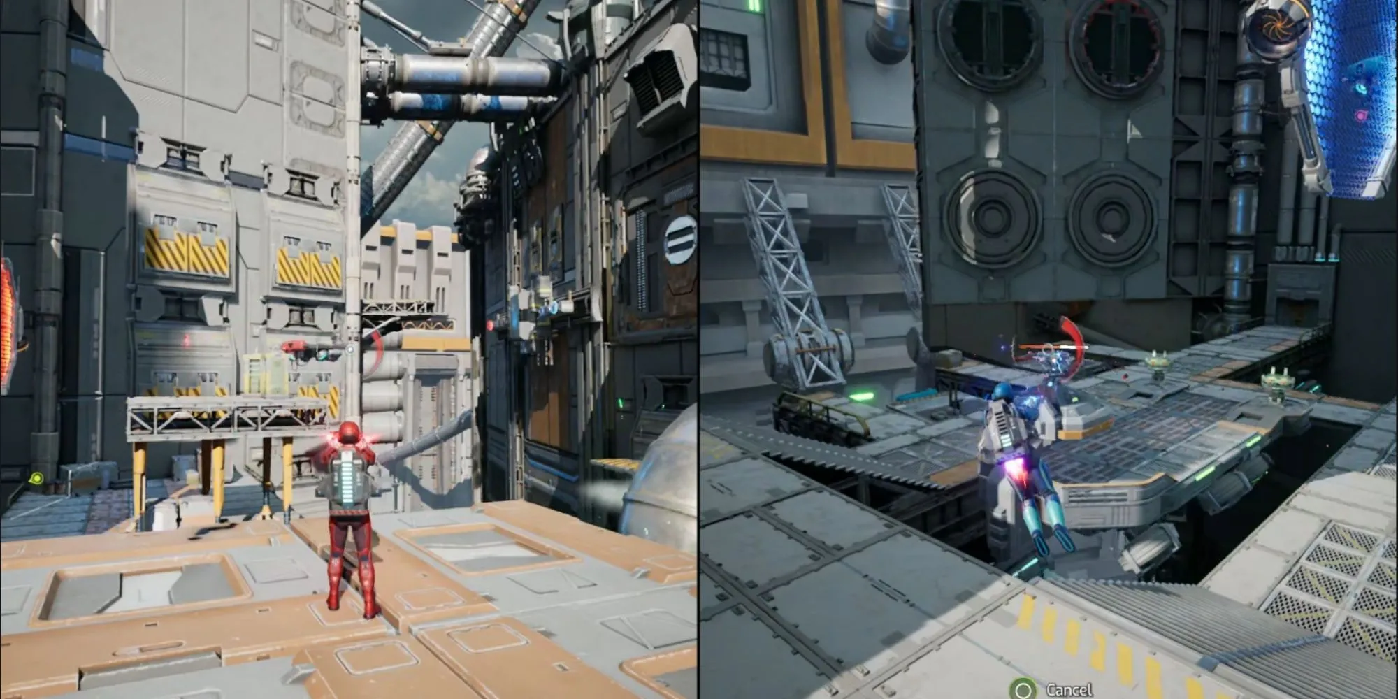 Hai nhân vật Mio và Zoe bay lượn với jetpack trong Split Fiction Final Dawn