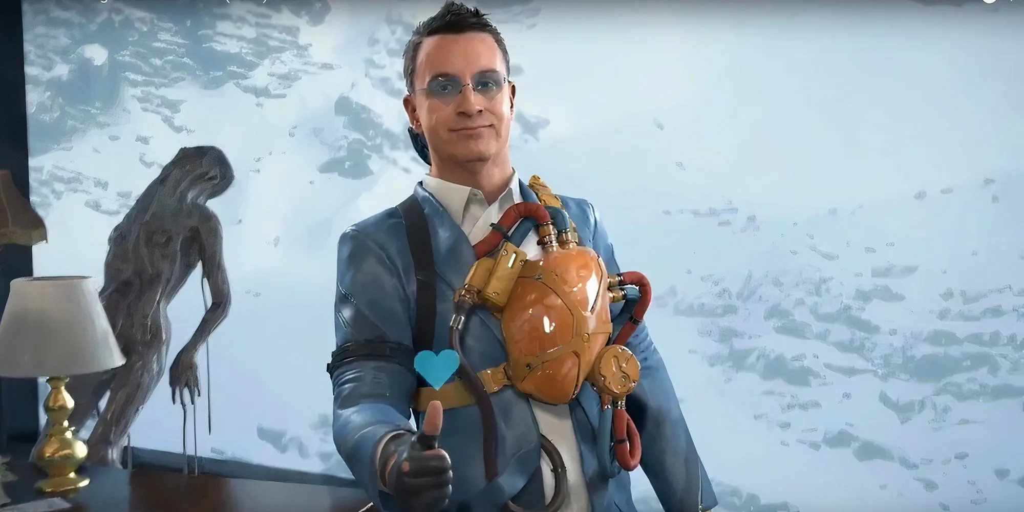 Heartman trong Death Stranding 2 với cặp kính hình trái tim đặc trưng