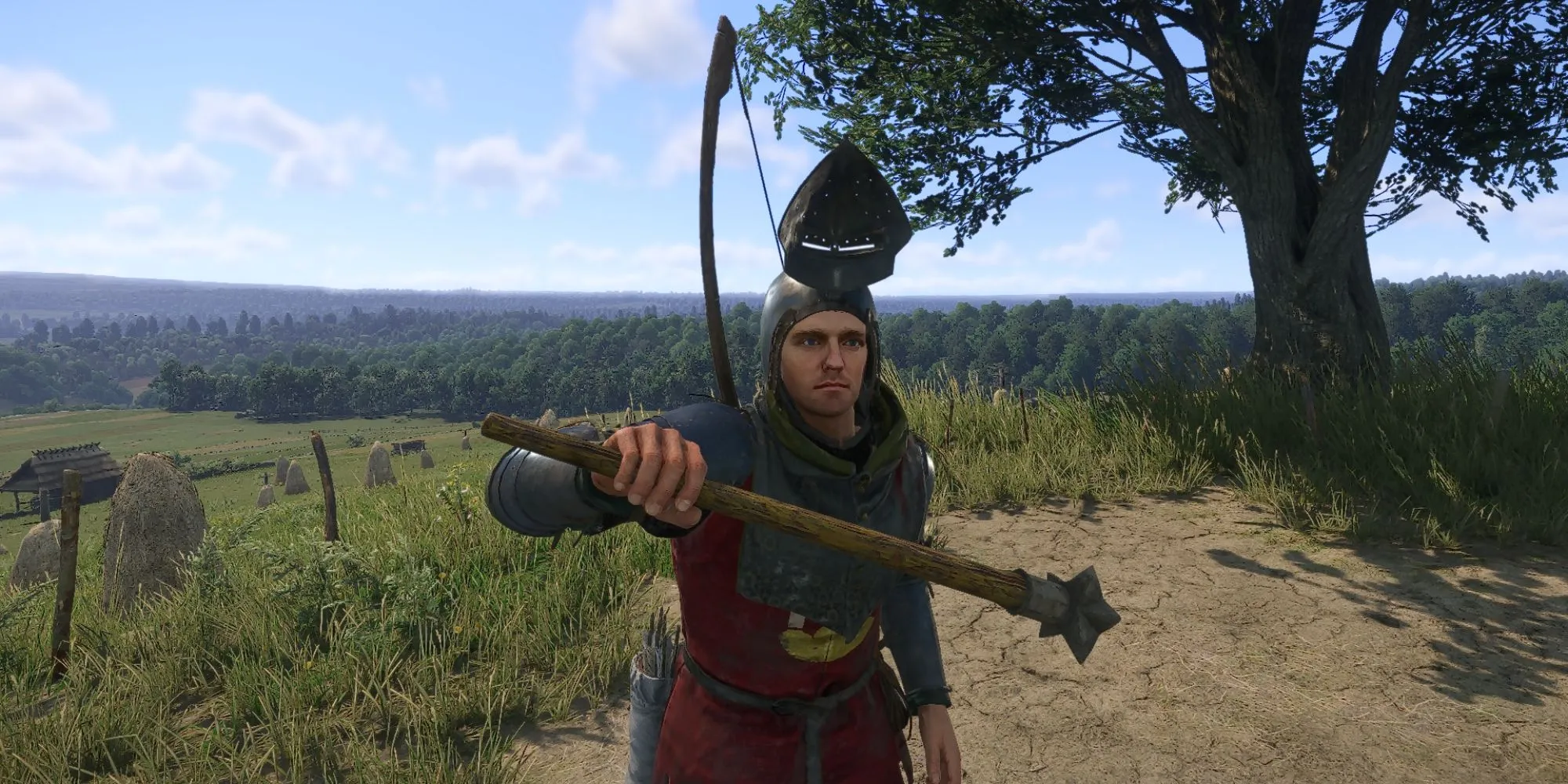 Henry cầm Chùy Cai Ngục trong Kingdom Come Deliverance 2