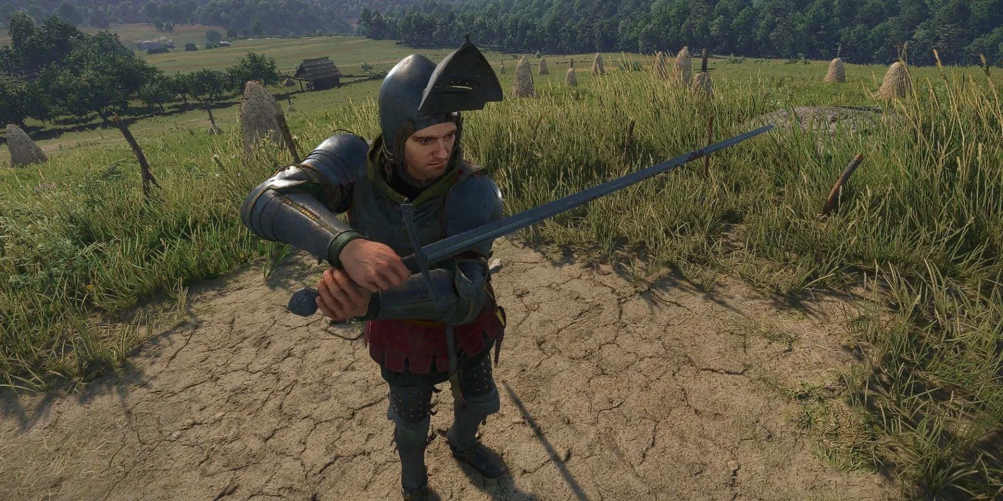 Henry đang cầm Kiếm của Radzig Kobyla đã được rèn lại trong Kingdom Come Deliverance 2