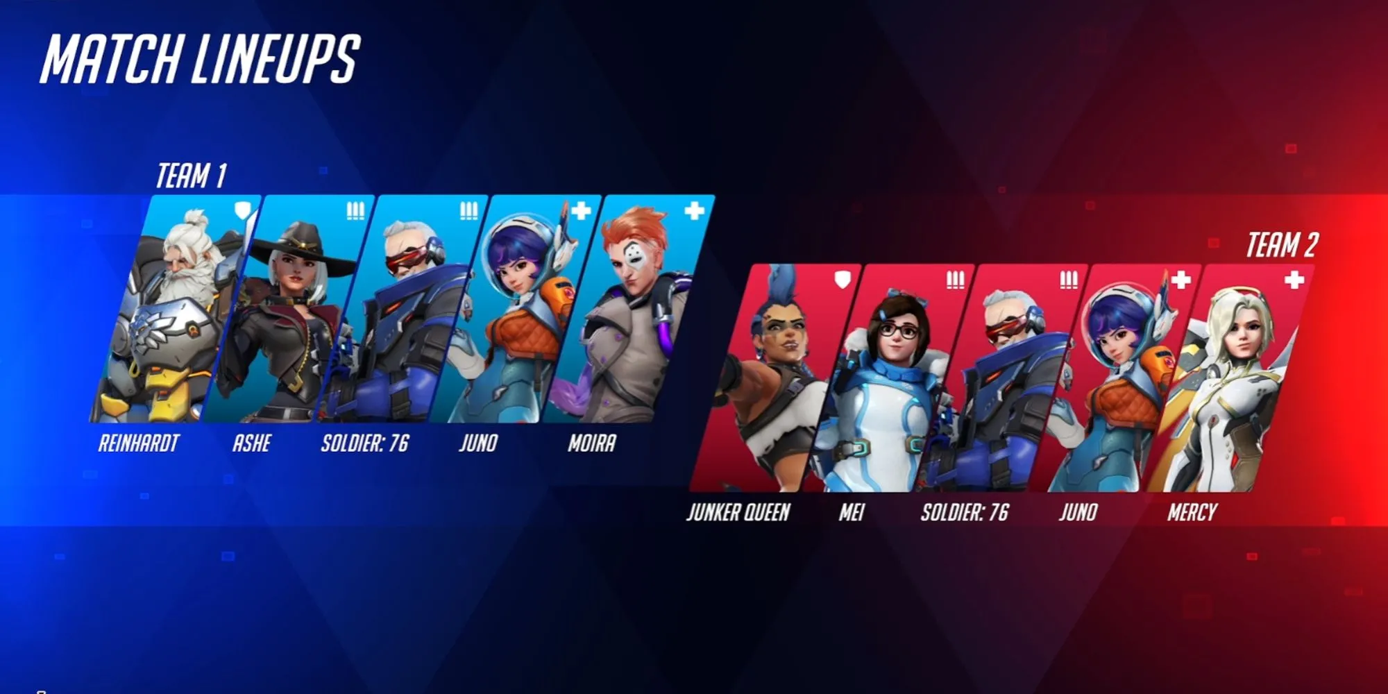 Hiển thị đội hình hai đội trước trận đấu Chế độ Stadium trong Overwatch 2