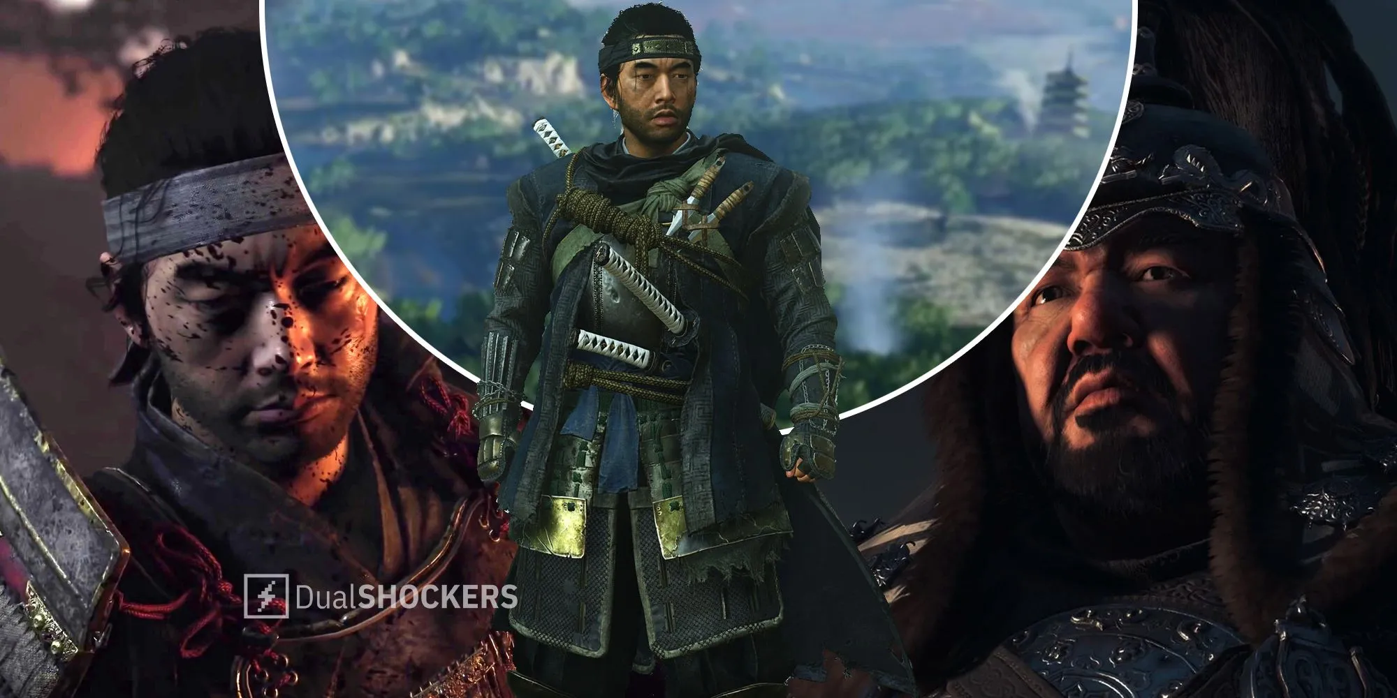 Jin Sakai và Khotun Khan trong một phân cảnh đối đầu căng thẳng của Ghost of Tsushima