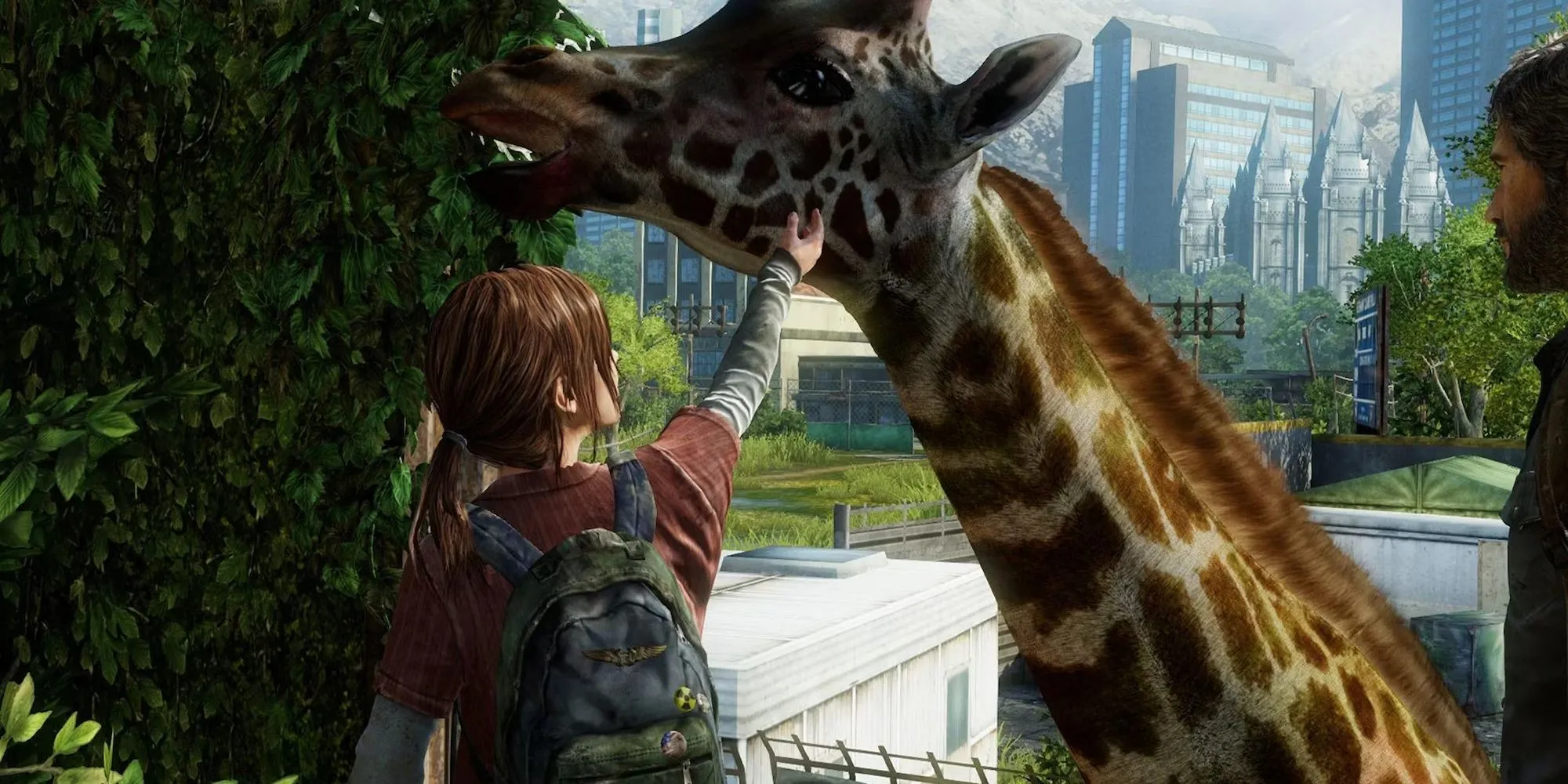 Joel và Ellie gặp gỡ đàn hươu cao cổ trong một khoảnh khắc yên bình của The Last of Us