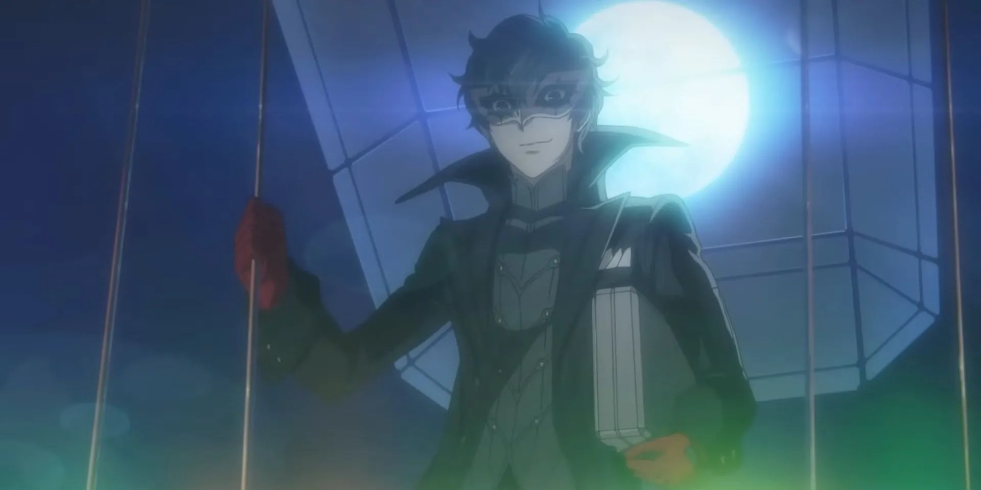 Joker trong bộ trang phục Phantom Thief tại sòng bạc trong Persona 5