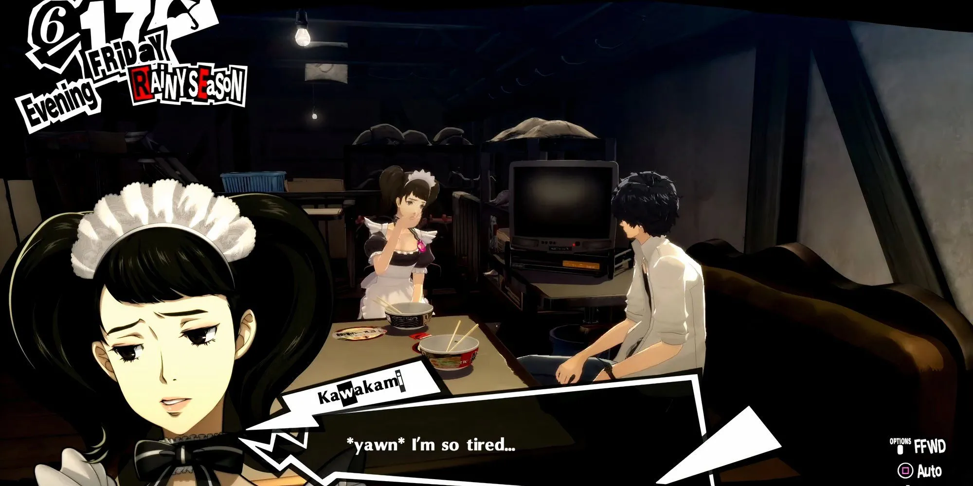 Joker và Kawakami ăn ramen cùng nhau trong Persona 5 Royal