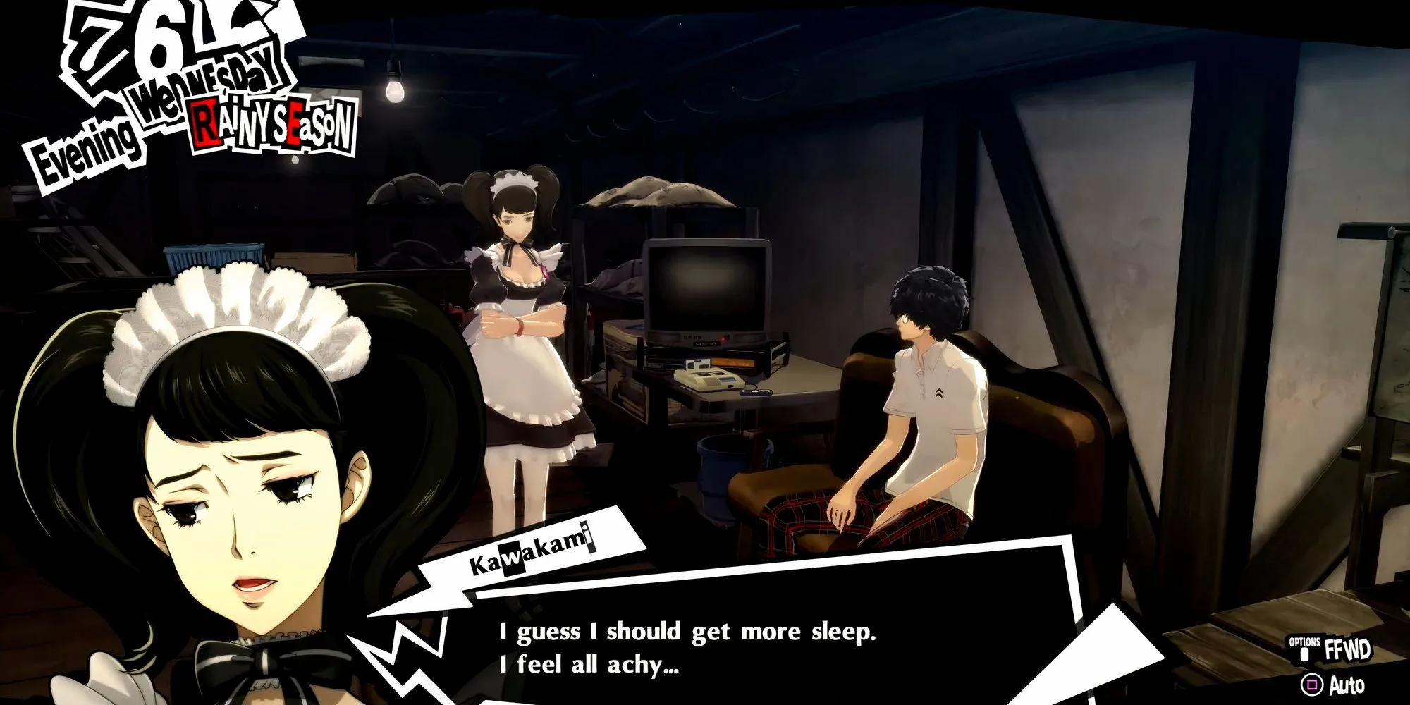 Kawakami kể cho Joker về việc làm việc quá sức trong Persona 5 Royal