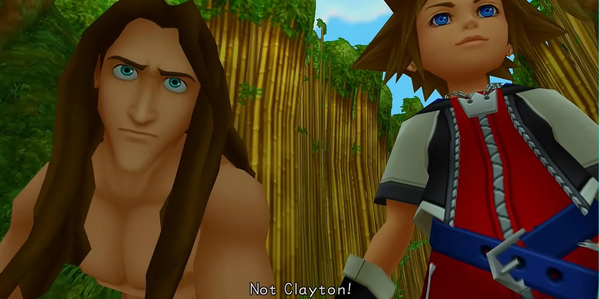 Khung cảnh khu rừng Deep Jungle từ phim Tarzan trong tựa game Kingdom Hearts đầu tiên.