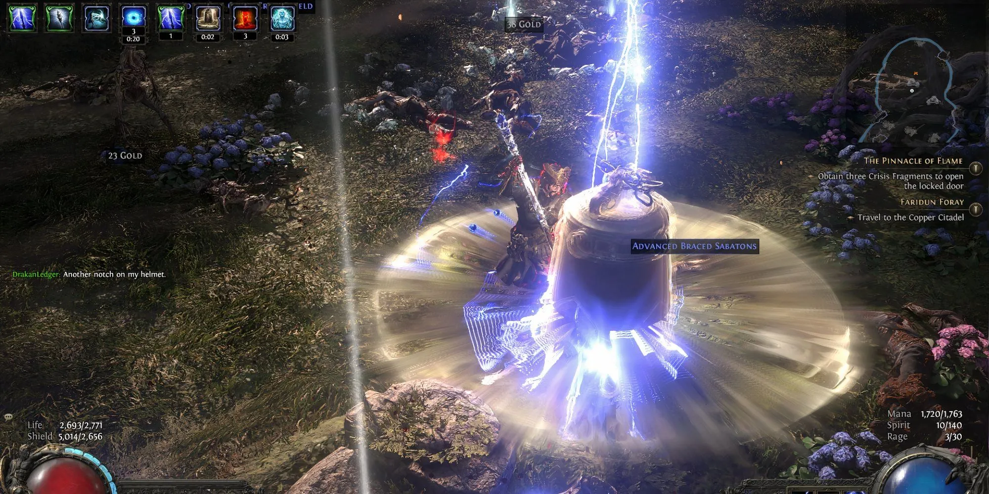 Kỹ năng Tempest Bell của Mercenary, hữu ích khi đấu boss trong PoE2