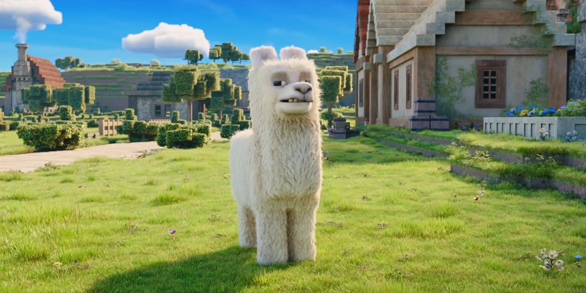 Lama CGI trong phim A Minecraft Movie