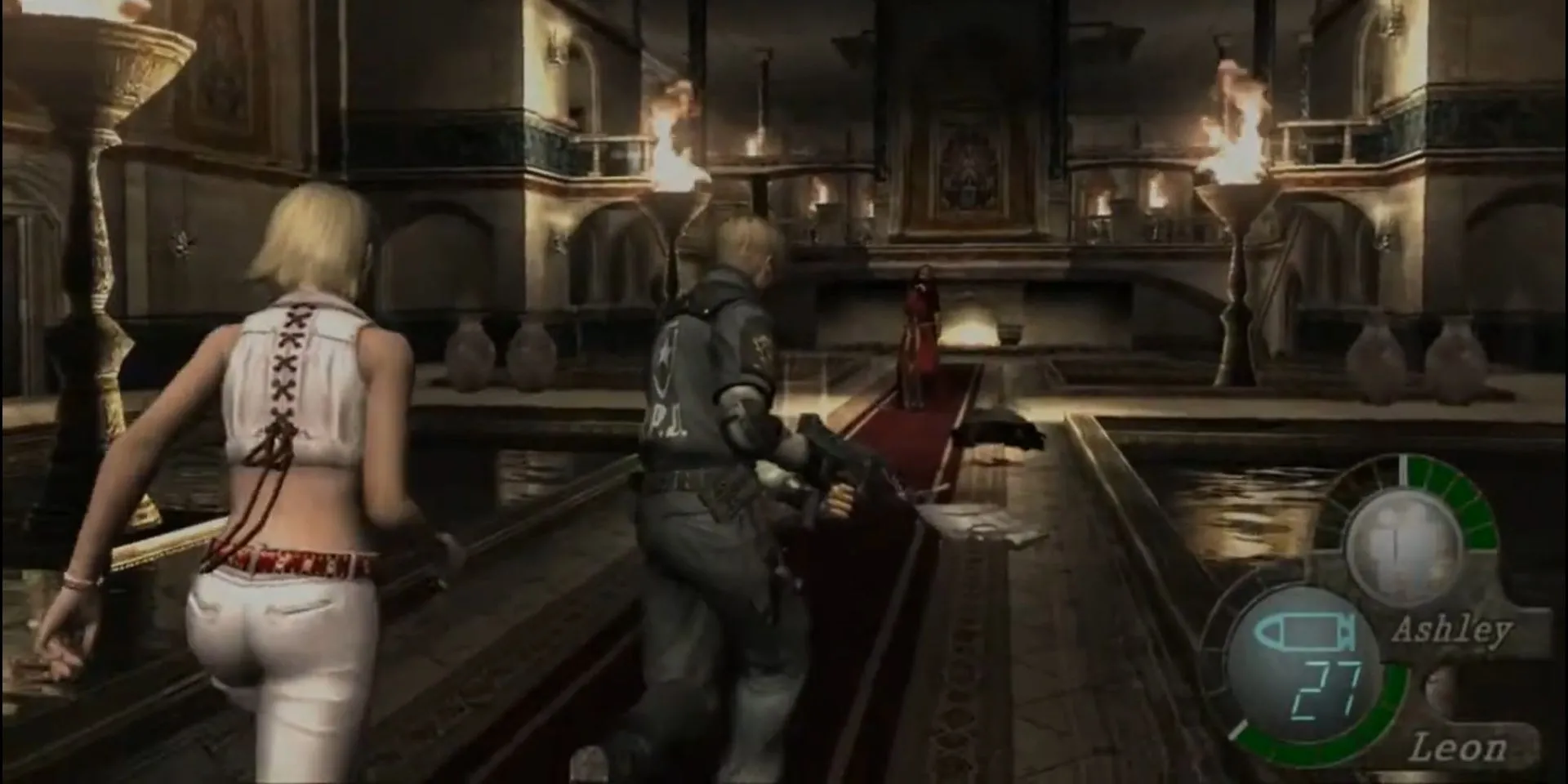 Leon và Ashley trong Sảnh Nước của Resident Evil 4 (2005)