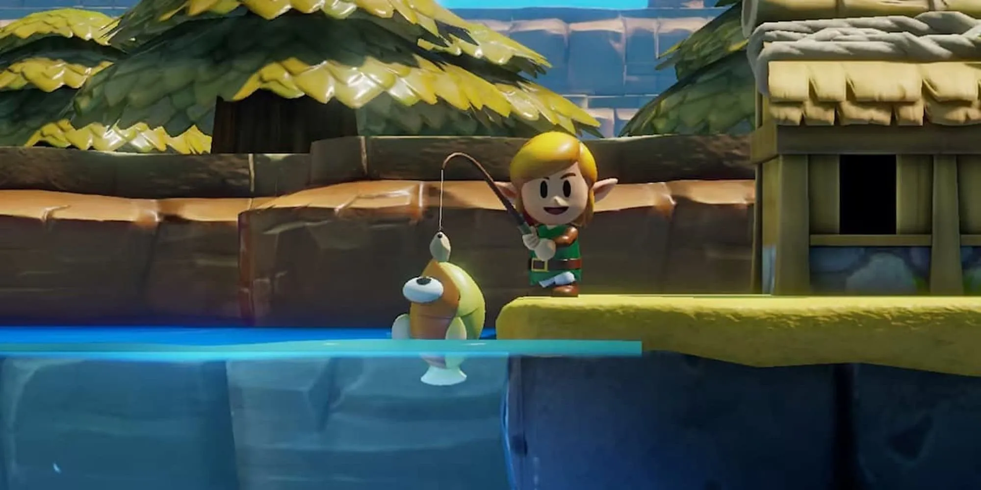 Link câu cá trong The Legend of Zelda Link's Awakening